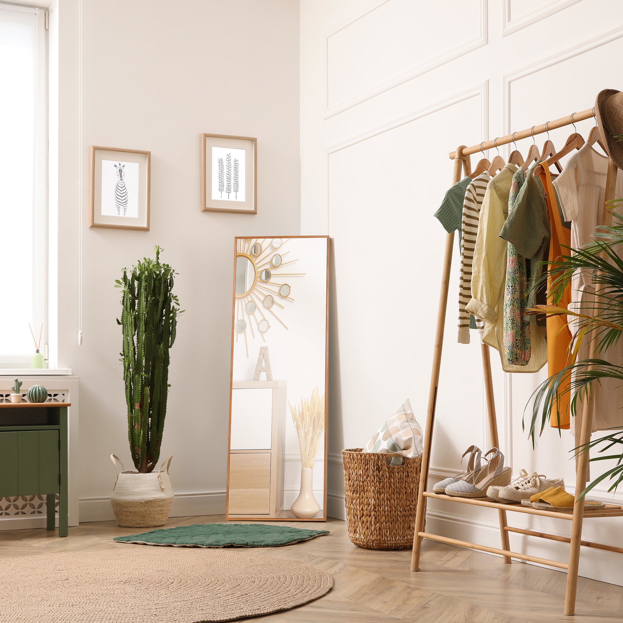 HOMCOM Wandspiegel, hoch, Kiefernholzrahmen, 45L x 125H x 4,8T cm