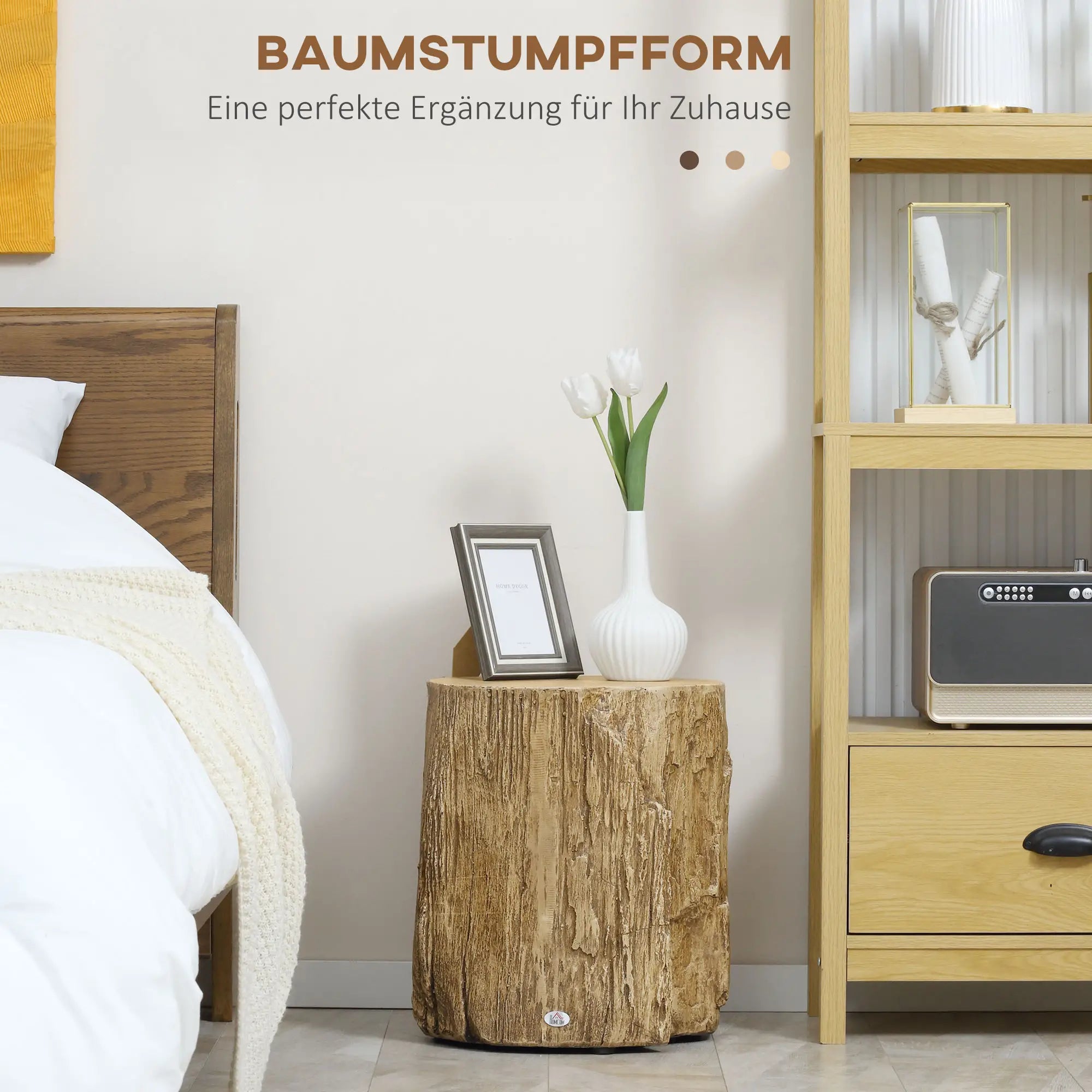HOMCOM Beistelltisch Baumstumpf-Optik vielseitig Indoor Outdoor