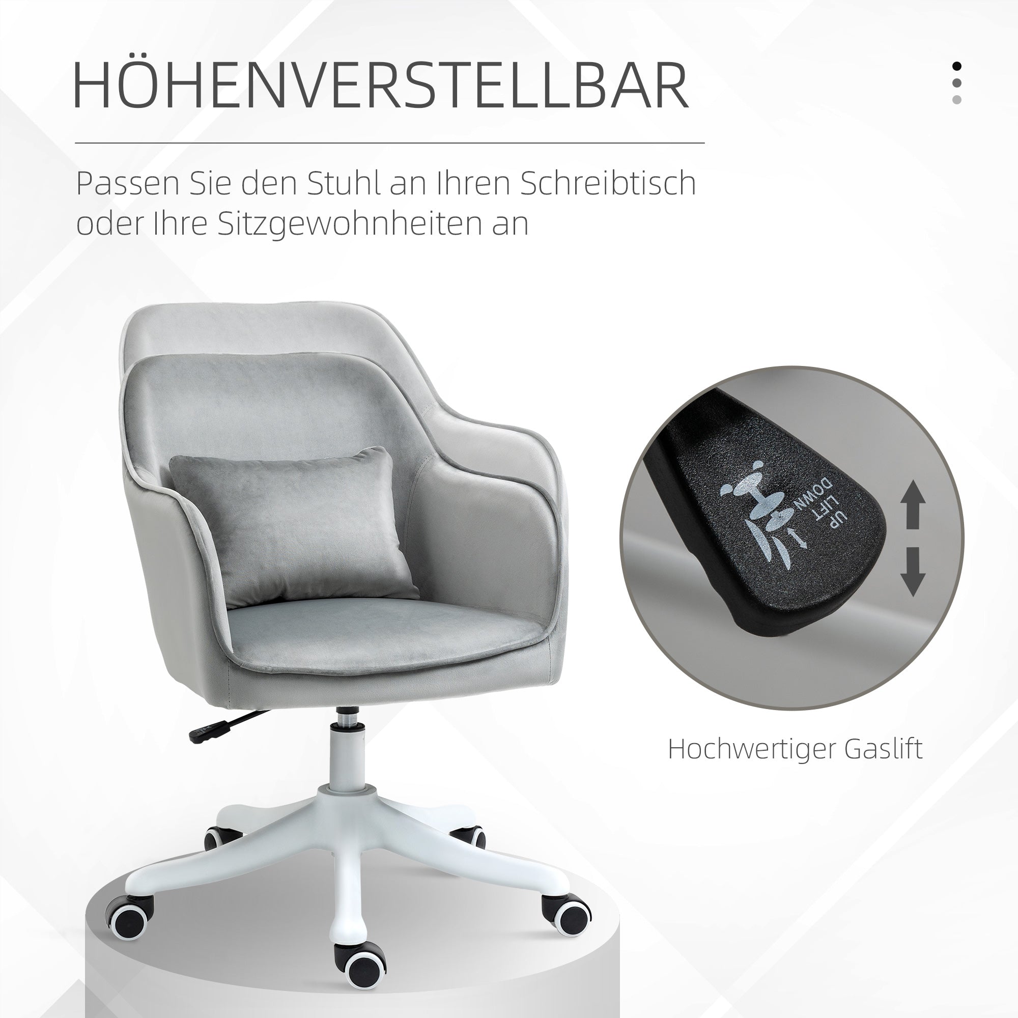Vinsetto Massage Schreibtischstuhl 78-86 cm höhenverstellbarer Bürostuhll Drehstuhl Computerstuhl mit USB-Schrittstelle Arbeitsstuhl mit Vibrationsfunktion Lendenkissen Massagefunktion Grau