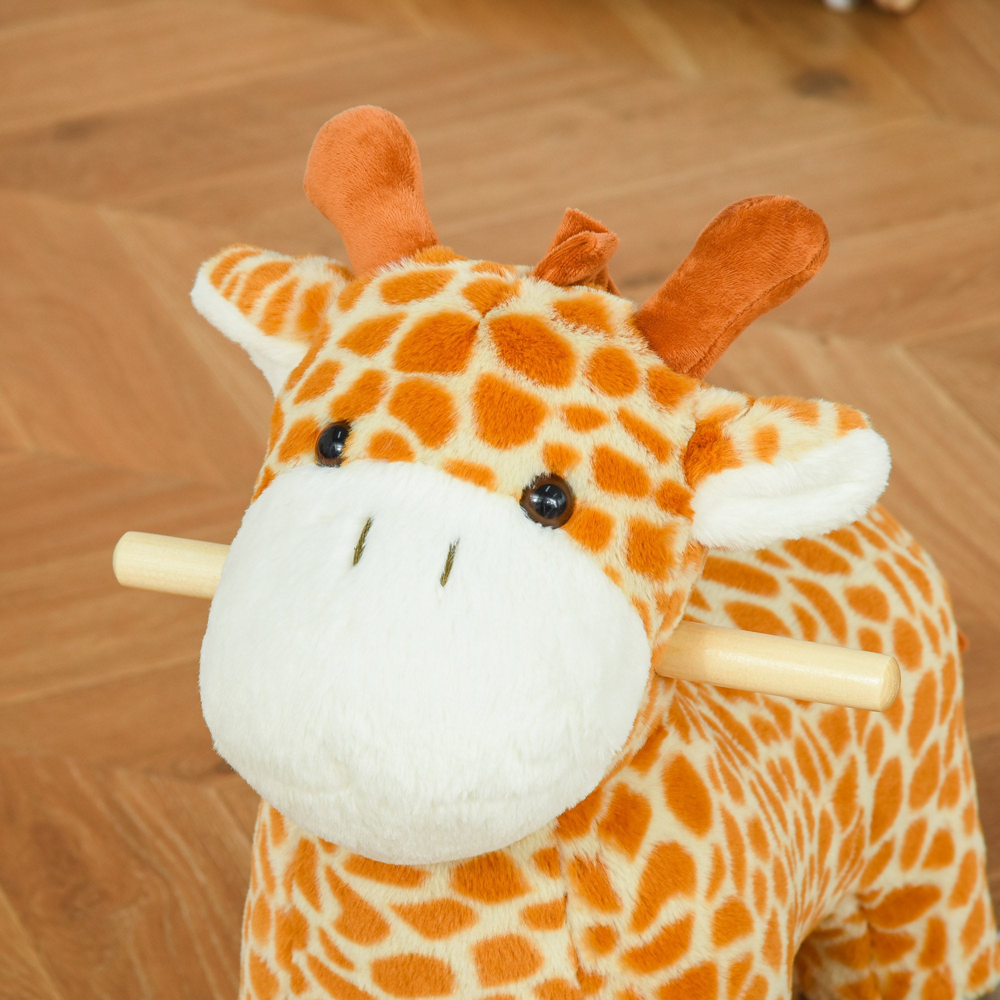 HOMCOM 2-IN-1 Schaukeltier Giraffen mit Sound Effekt, Räder , Haltegriffen Plüsch Baby Schaukelspielzeug Schaukel Schaukelsitz für Kleinkinder 3-6 Jahre