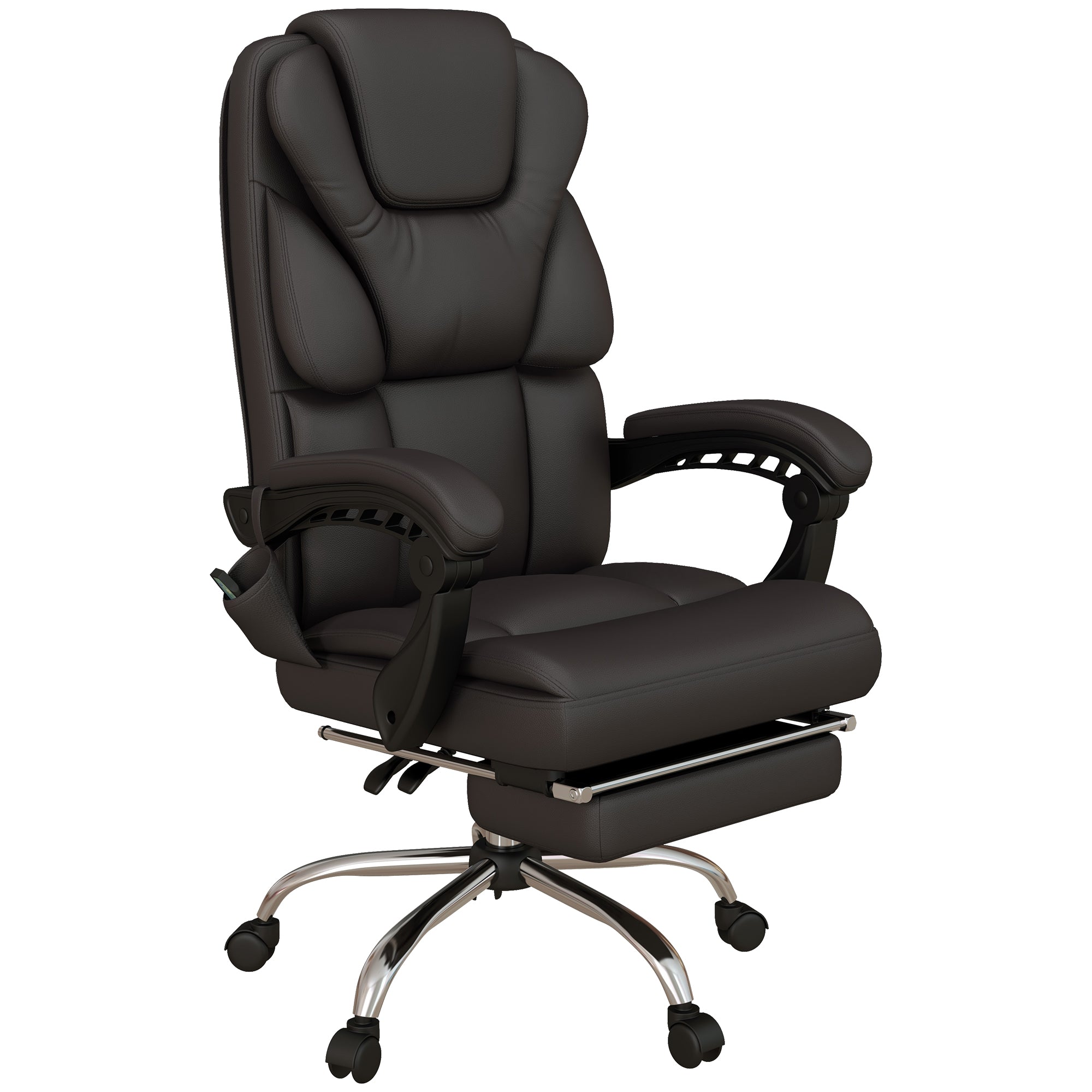 Vinsetto Bürostuhl mit Massagefunktion, ergonomisch, liegefähig, 63x57x118, Braun