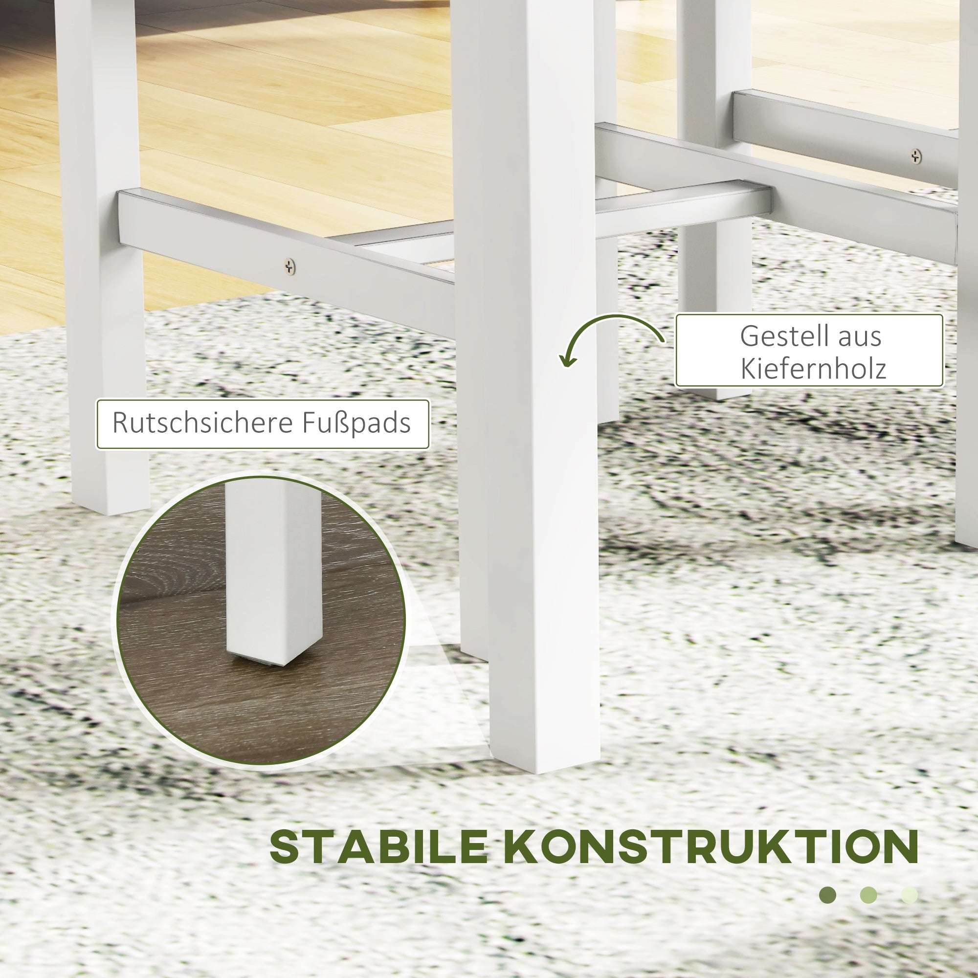 HOMCOM Sitzgruppe, 4-teiliges Esstisch-Set, 1 Tisch, 1 Bank, 2 Stühle, Grau + Weiß