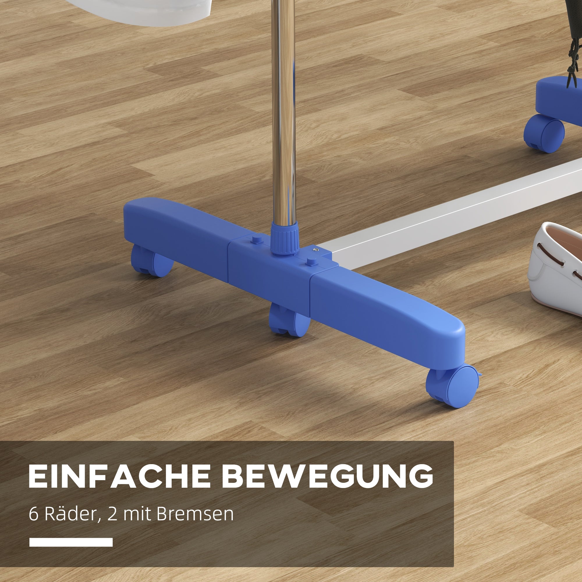 HOMCOM Wäschenständer Wäschetrockner 5 Ebenen, klappbar, One-Klick-System, 142 cm x 55 cm x1 72 cm, Blau + Silber