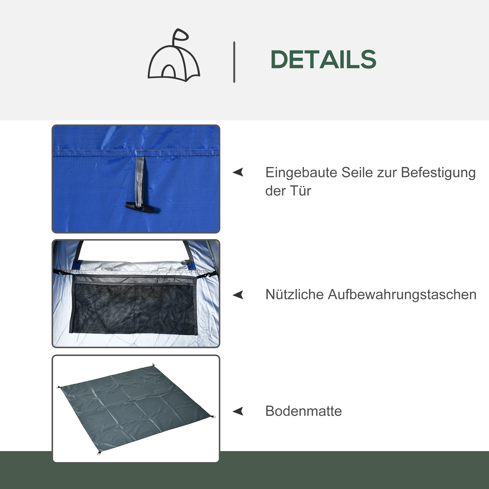 Outsunny Pop up Duschzelt Toilettenzelt Camping Umkleidezelt mit Tragetasche Mobile Outdoor Toilette Umkleidekabine Lagerzelt Dunkelblau 126 x 124 x 189 cm