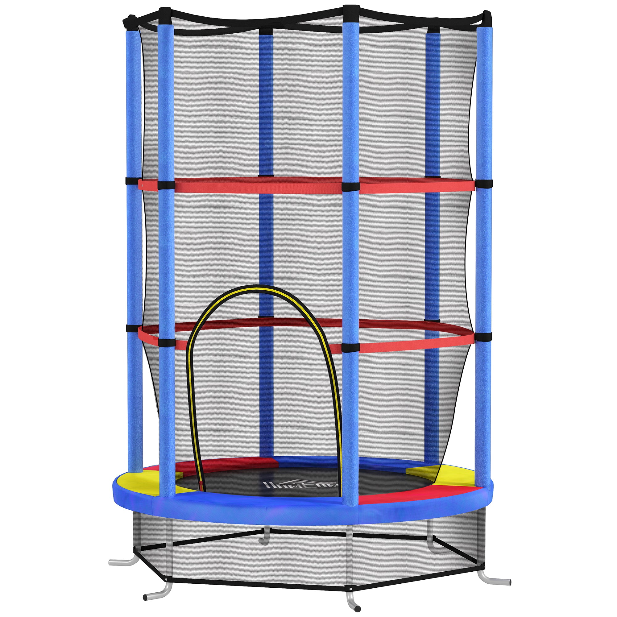 HOMCOM Kindertrampolin, Sicherheitsnetz, Gummifederung, bis 45 kg, Stahlgestell, Ø140x160cm, Bunt