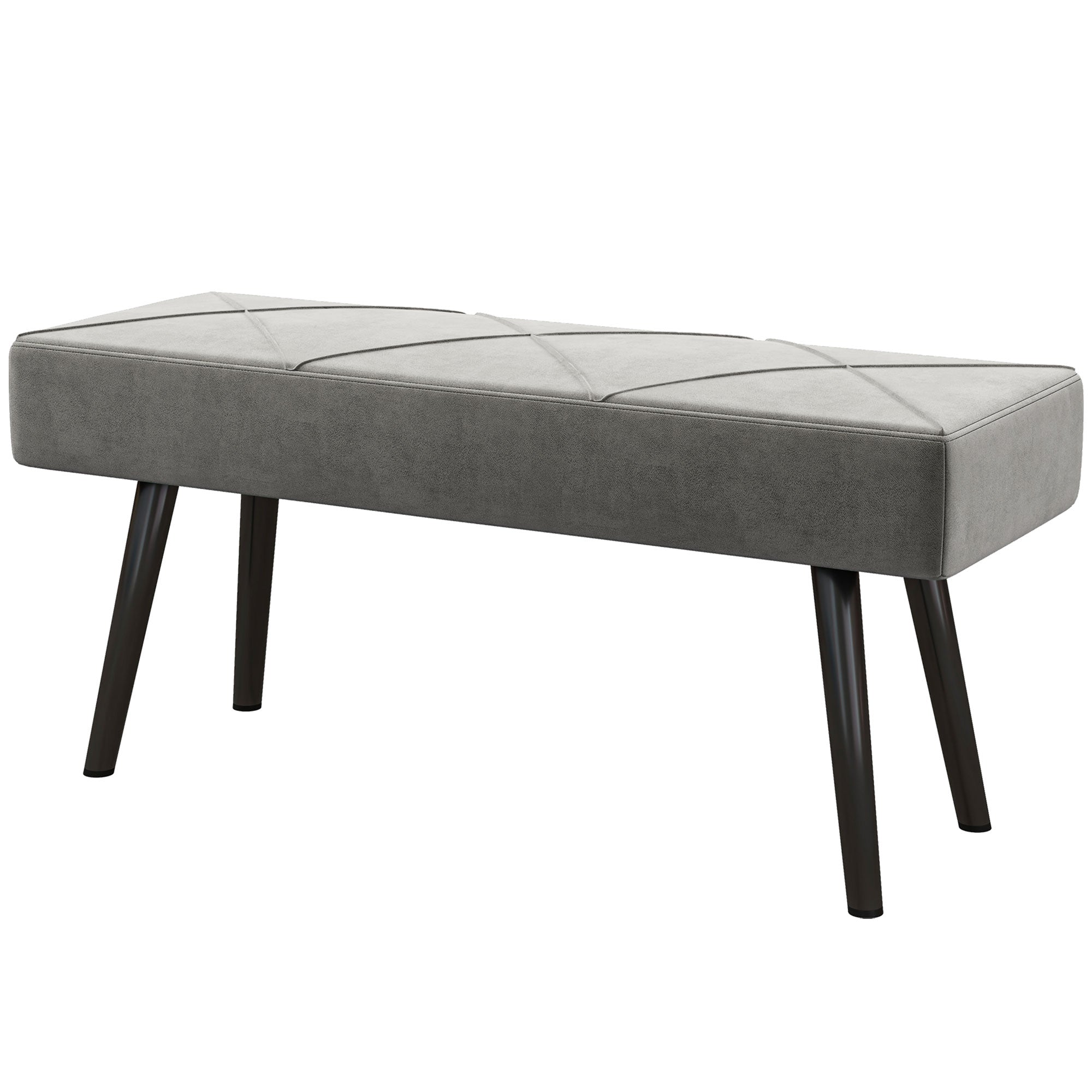 HOMCOM Sitzbank Polsterbank Bettbank, Samtoptik, 100 x 36 x 45 cm, Grau
