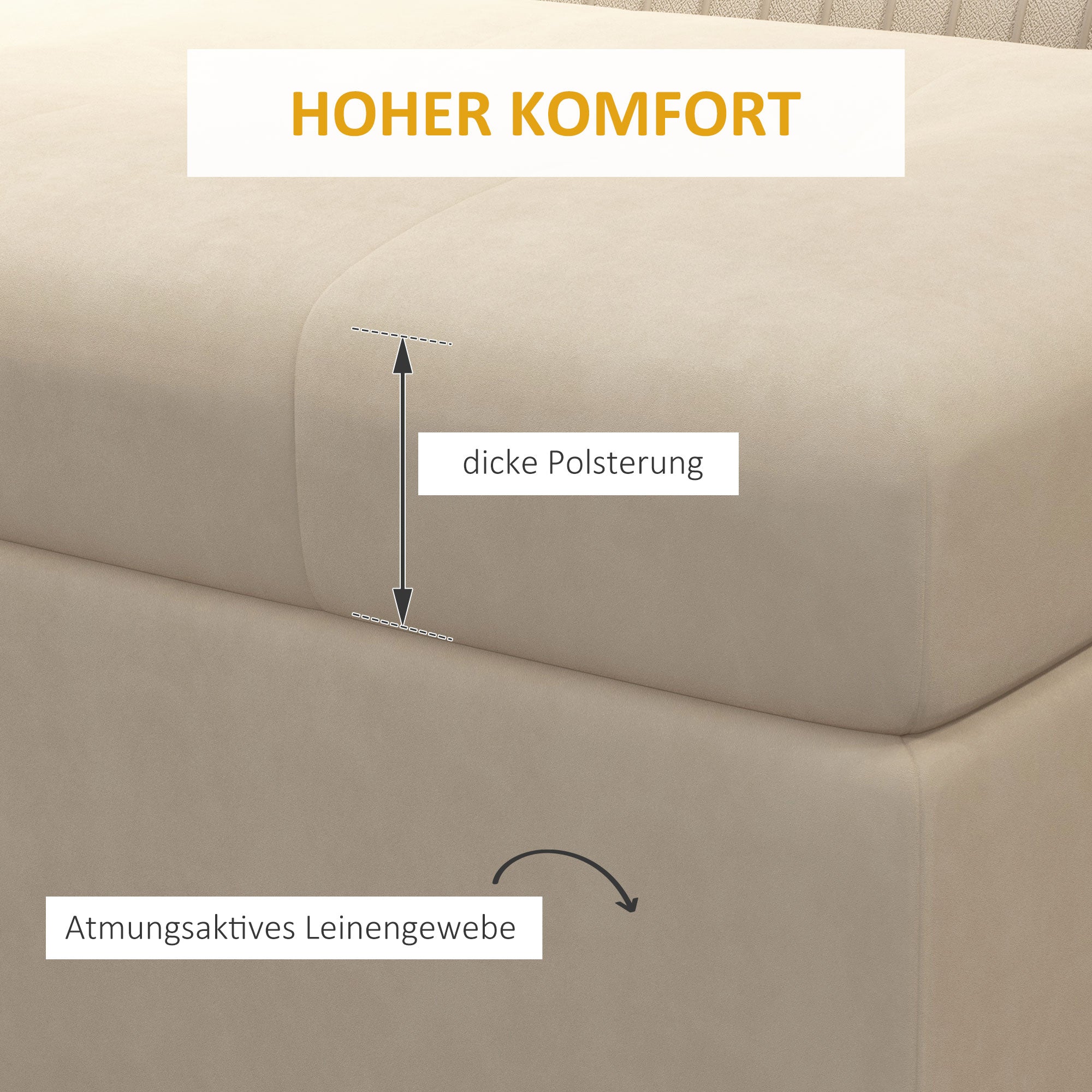 HOMCOM Sitzbank mit Stauraum, dekorative Knopfheftung, Flanelloptik, goldfarbene Stahlbeine, 110 x 47 x 46,5 cm