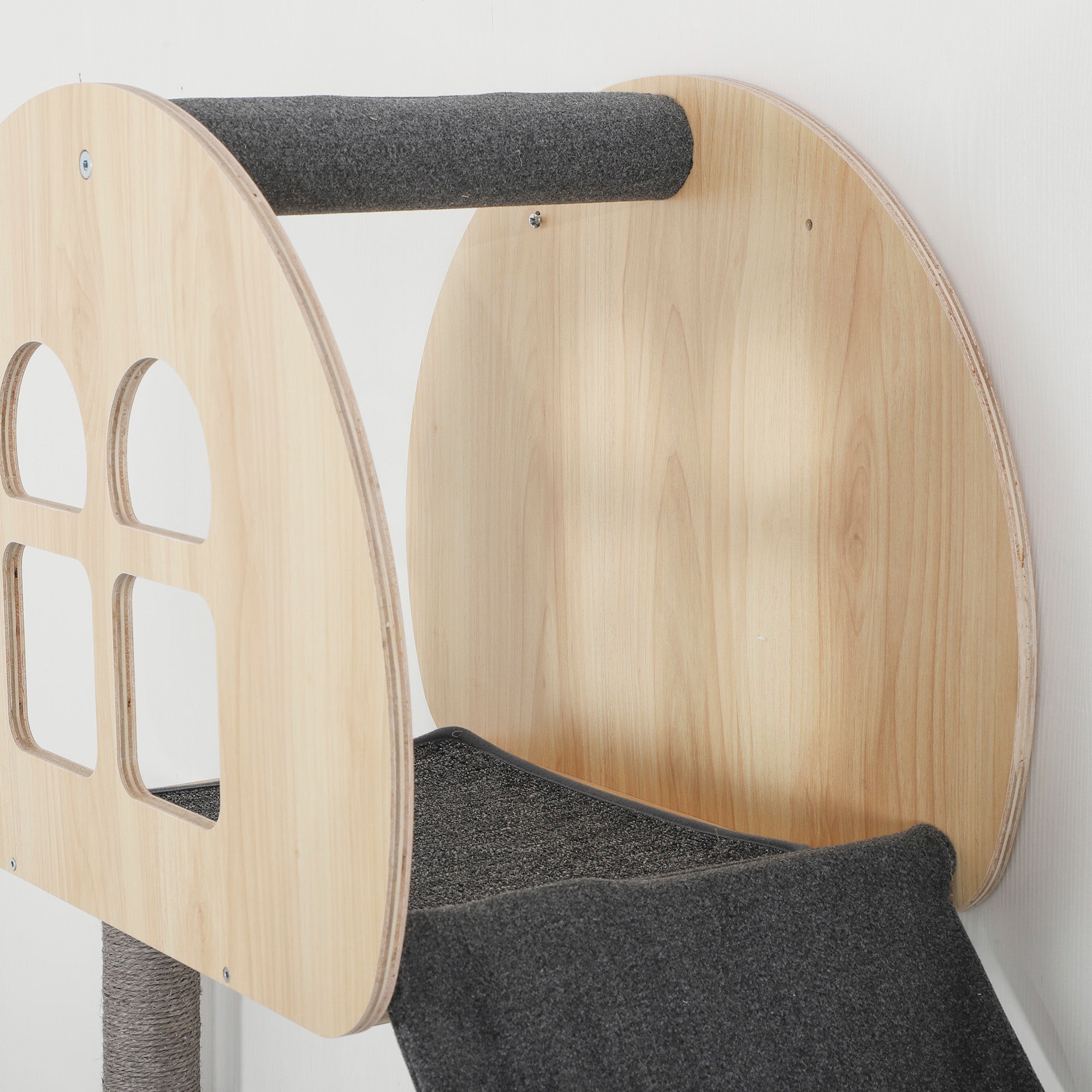 PawHut Kletterwand Katzen 7-teilig Katzen Kletterwand Set mit Sisalpfostenleiter, Plattform Kratzbaum Grau