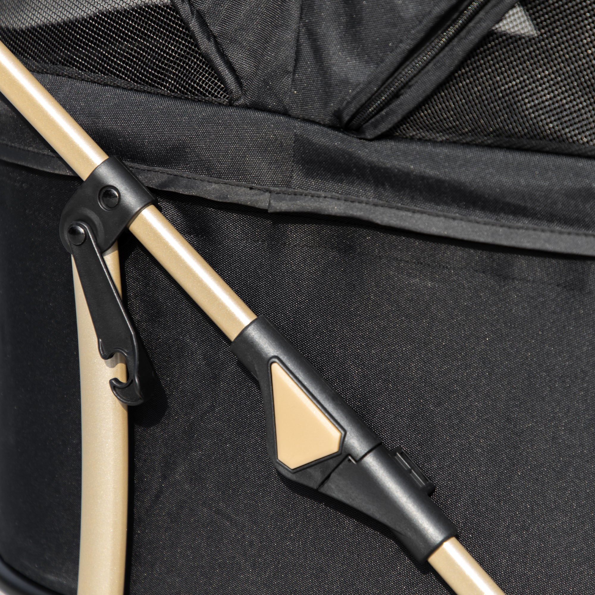 PawHut 2-in-1 Hundewagen und Transportkorb bis 10 kg Klappbar Netzfenster Bodenkorb 82 cm x 49,5 cm x 98 cm Schwarz