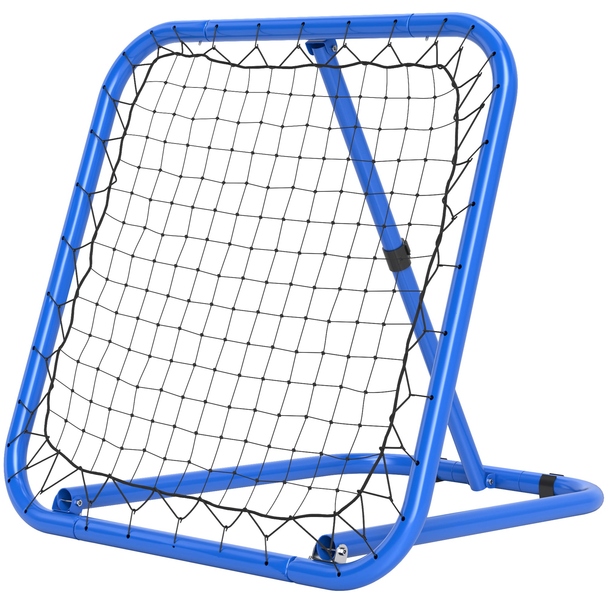 HOMCOM Fußball Rebounder-Netz, klappbar, Rückprallwand, Verstellbar in 5 Stufen, Metall, 78 x 84 x 65-78 cm, Blau