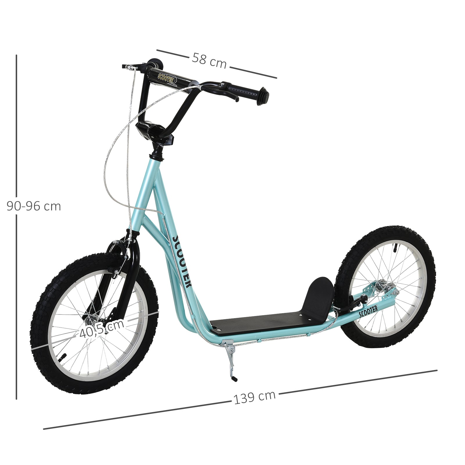 HOMCOM Kinderscooter mit Bremse höhenverstellbar Leichtbau Hellblau