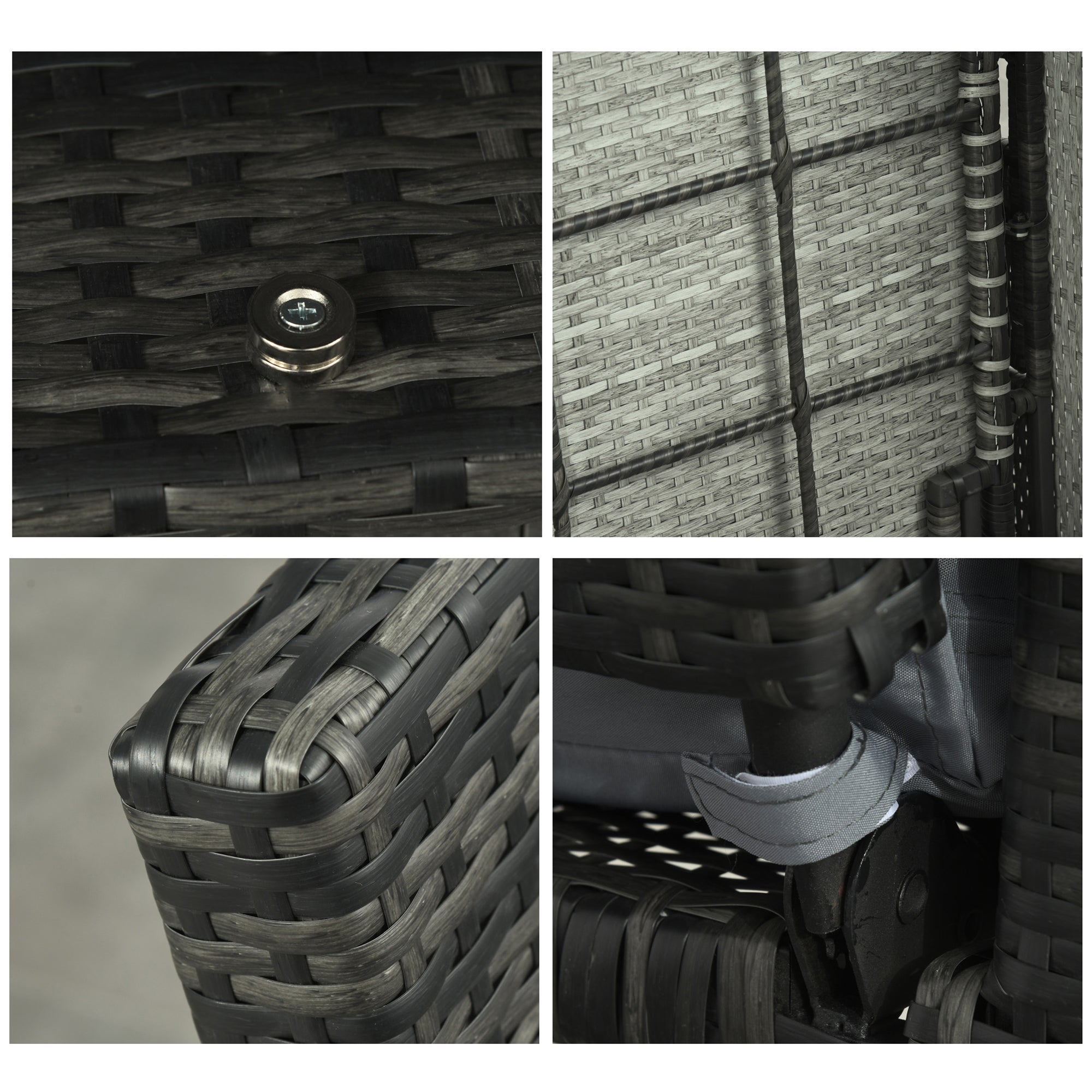 Outsunny Gartensofa mit Liegefunktion, ausfahrbare Fußbank mit Stauraum, Sitzkissen, grau, 130 x 72 x 96 cm