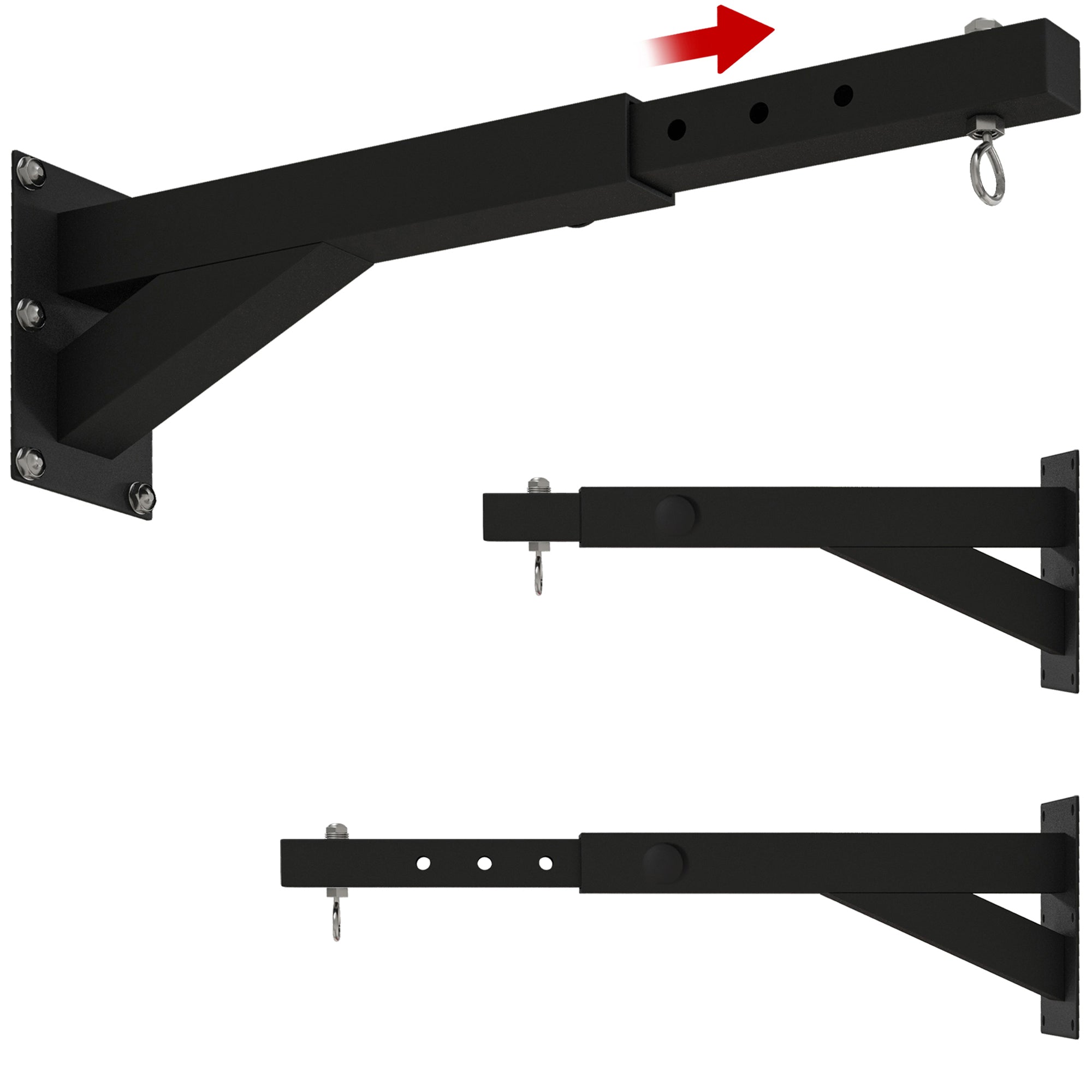 SPORTNOW Boxsackhalterung, 5-stufig längenverstellbar, Wandmontage, bis 60 kg, Stahl, Schwarz