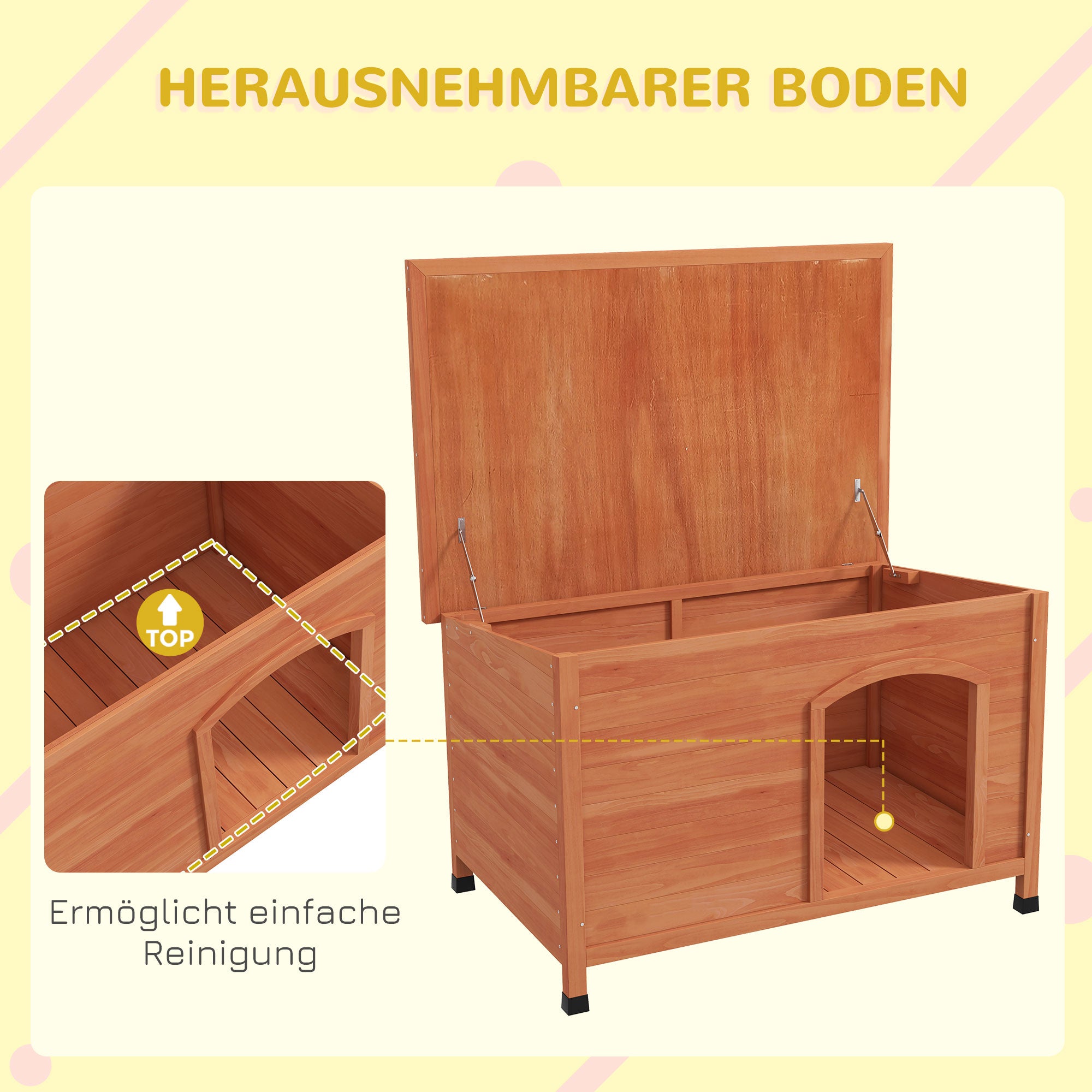 PawHut Hundehütte Hundehütte aus Holz Hundehütte XXL, 100 cm x 65,5 cm x 68 cm, Braun + Grün