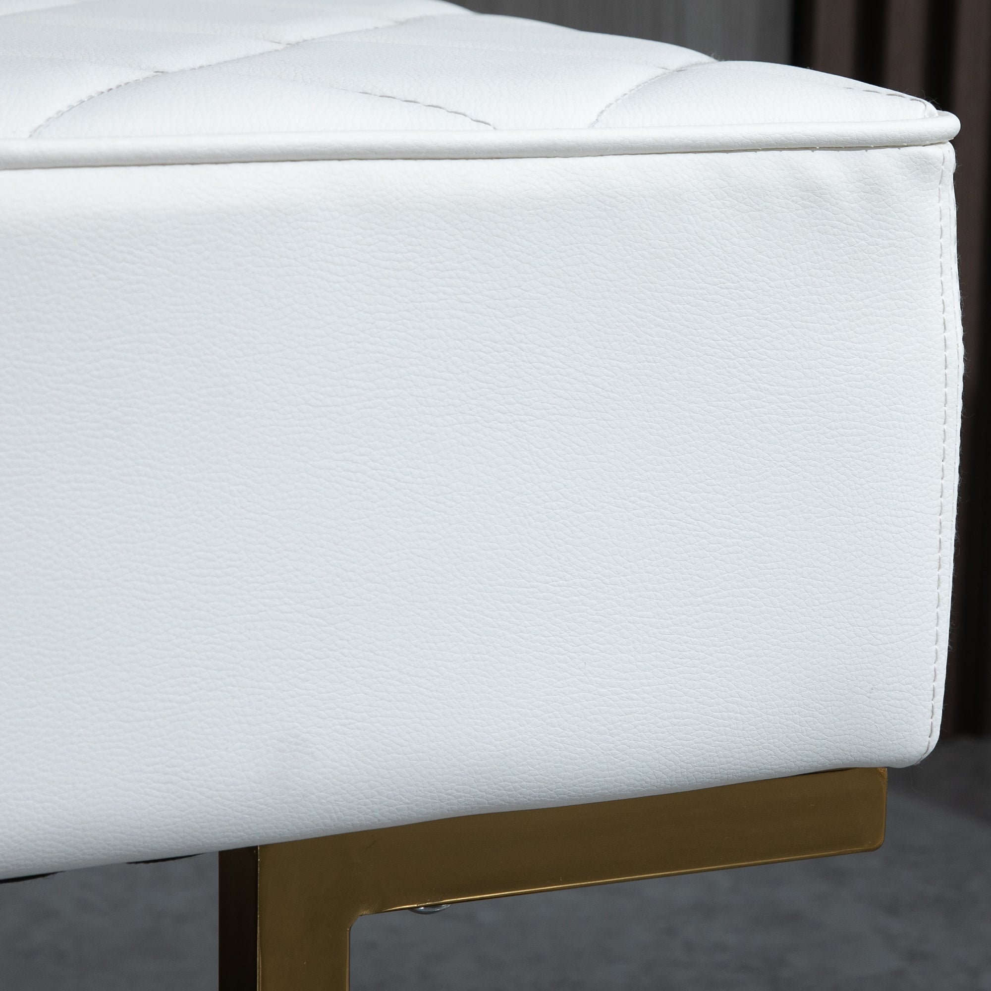 HOMCOM Sitzbank für Schlafzimmer Truhenbank Bettbank Wohnzimmer Kunstleder Metall Weiß+Gold 120 x 43 x 42 cm