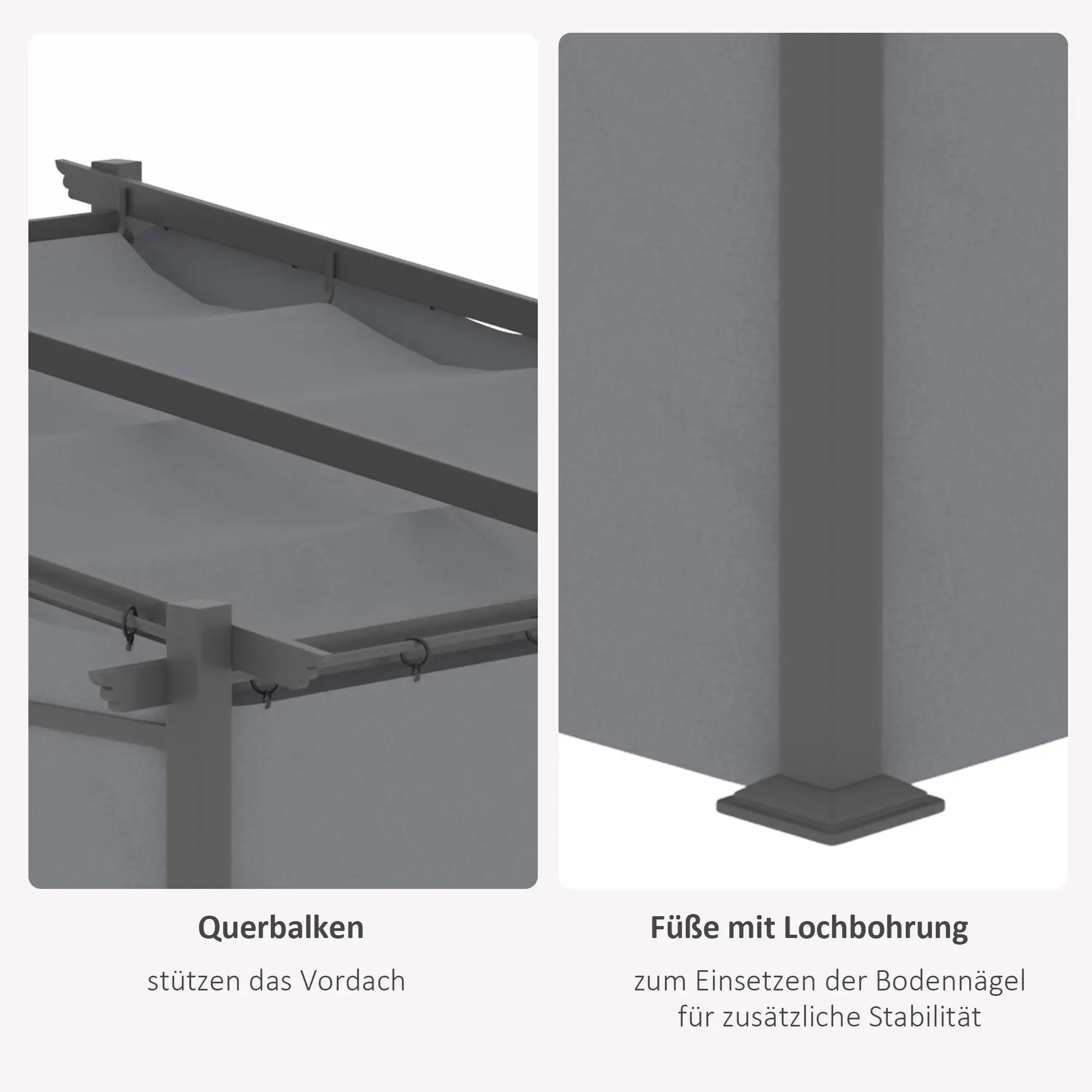 Outsunny Pergola mit ausziehbarem Dach Seilzugsystem