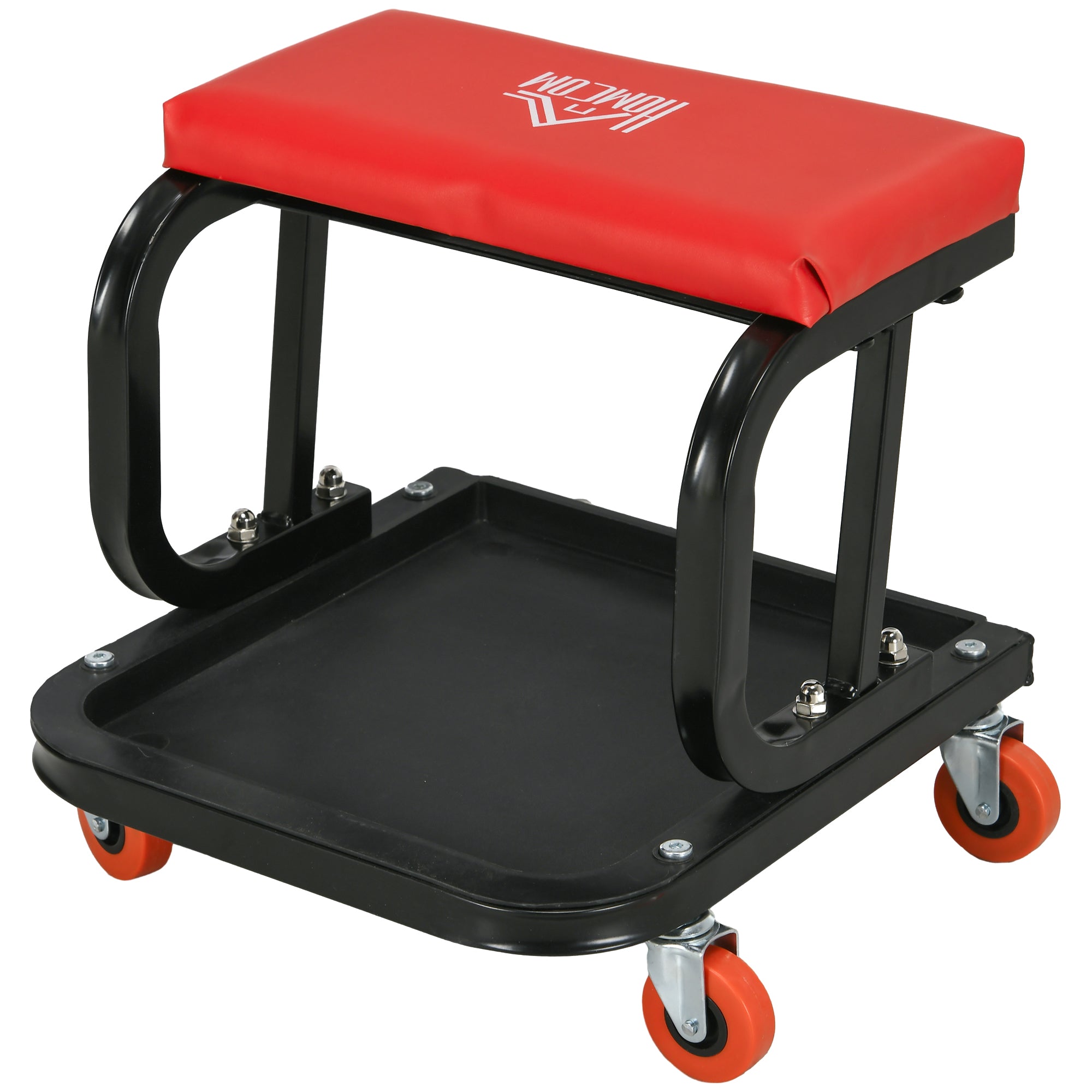 HOMCOM Werkstatthocker, robust & komfortabel, 38x35x37cm, Rot/Schwarz