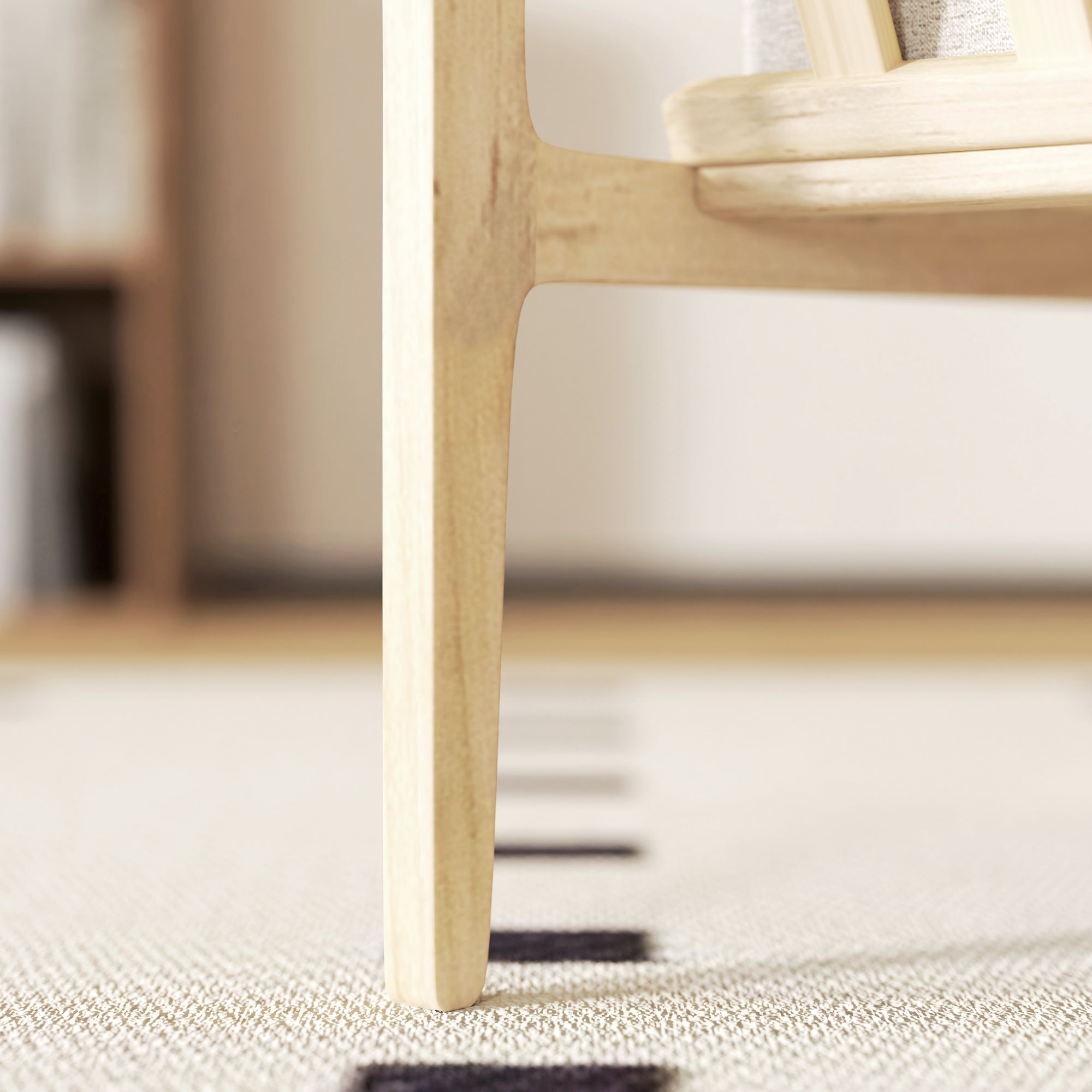 HOMCOM Polsterstuhl mit Armlehnen, solidem Holzrahmen und abnehmbaren Kissen, für Wohnzimmer, Schlafzimmer, Beige