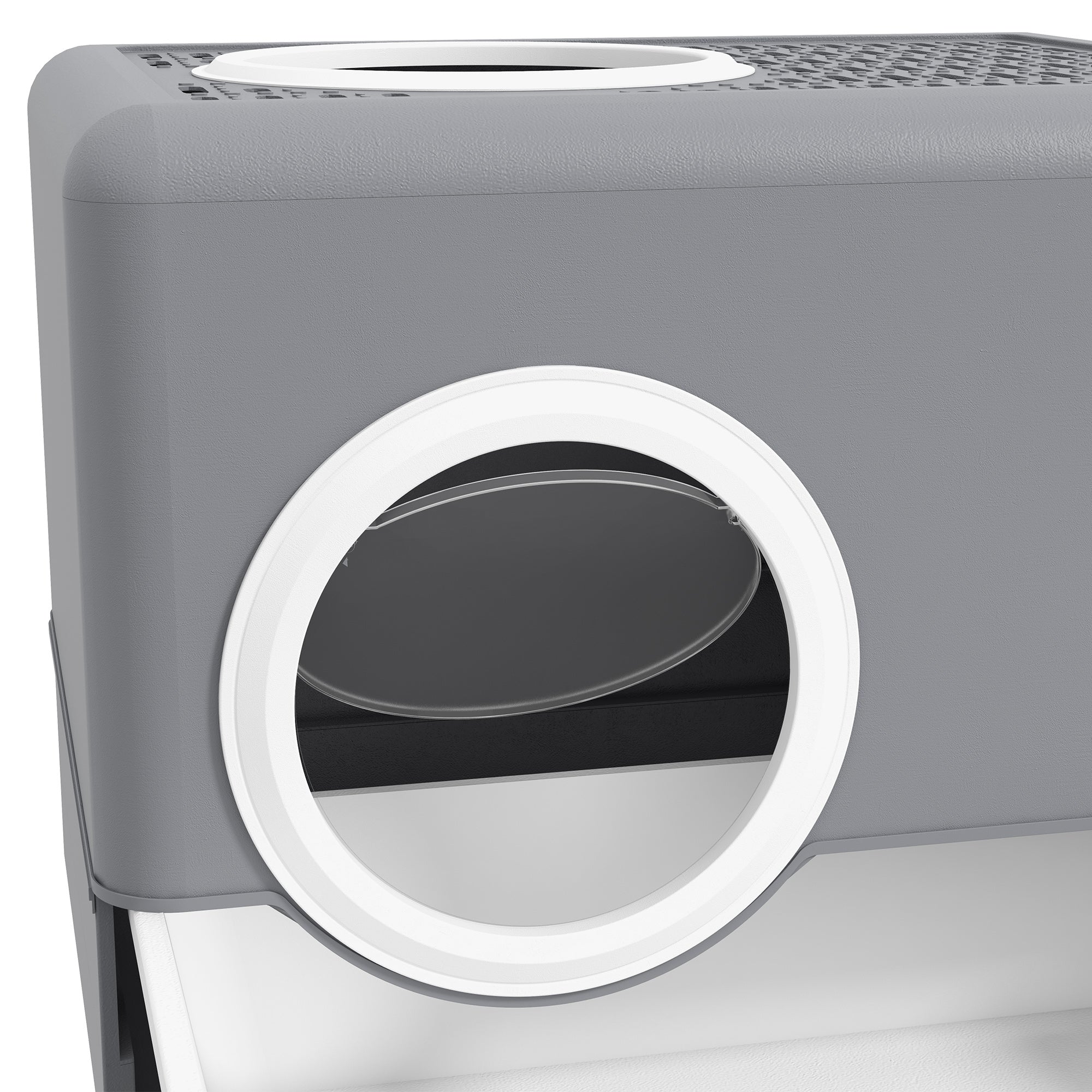 PawHut Katzentoilette Katzenklo, 2 Ausgänge, herausnehmbare Bodenwanne, 52 x 41 x 38, 5 cm, Grau