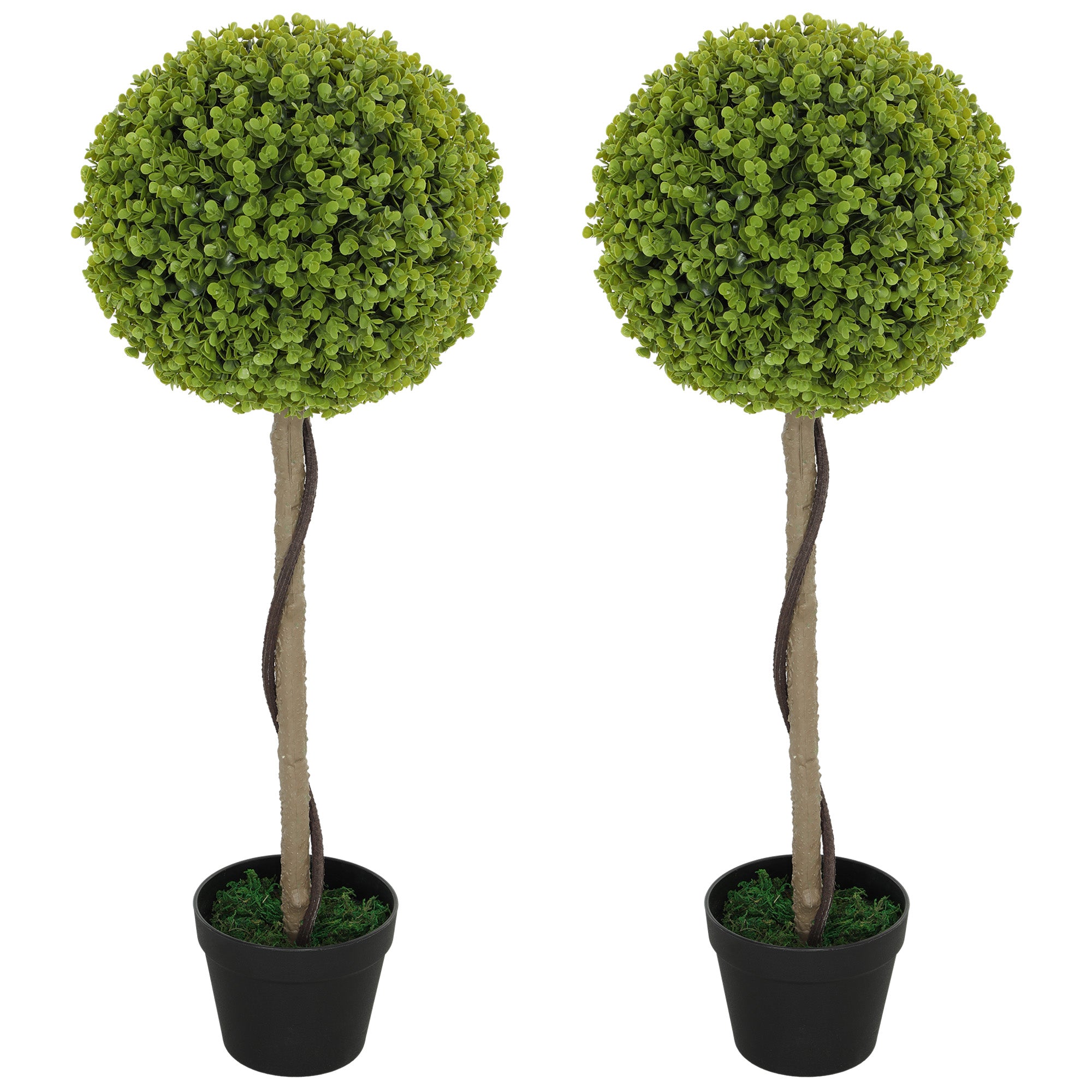 HOMCOM Künstlicher Eukalyptusbaum, 2er-Set, inklusive Topf, pflegeleicht, 90 cm