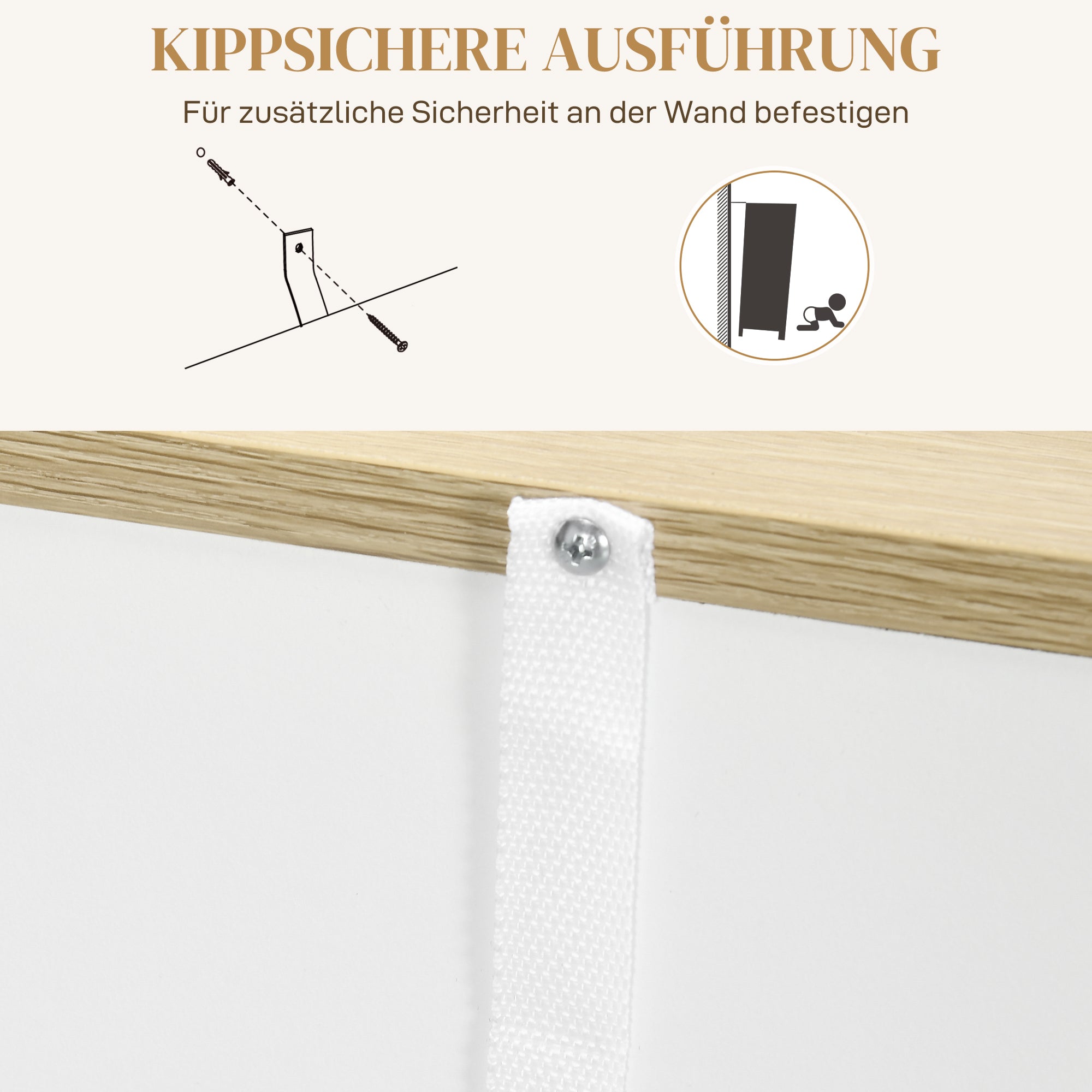 HOMCOM Sideboard, großes Schrankfach, 3 Ablagefächer, Schublade, 105 x 30 x 81,5cm, Weiß/Holz