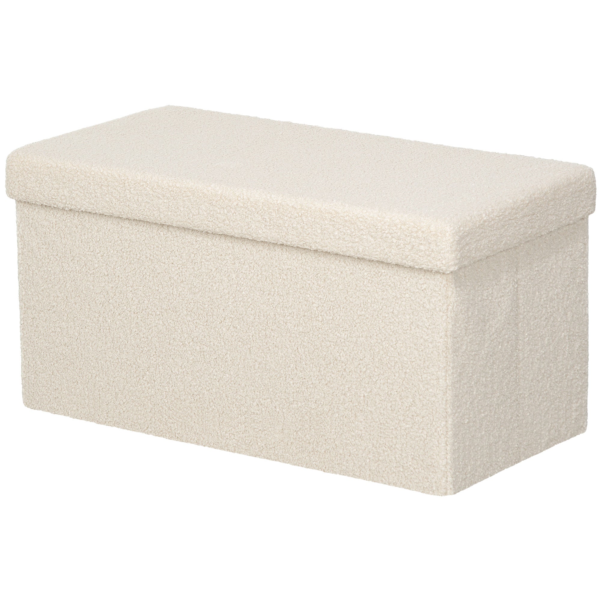 HOMCOM Aufbewahrungshocker, Polsterbank mit Stauraum und Deckel für Wohnzimmer, Schlafzimmer, Flur, Cremeweiß