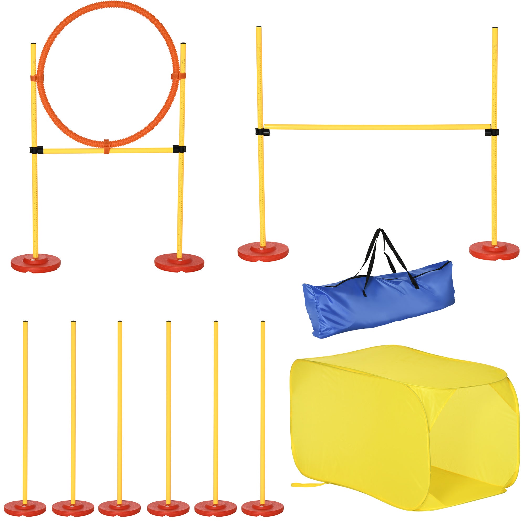 Pawhut Hunde Agility-Set mit 4 Hindernissen Rot+Gelb