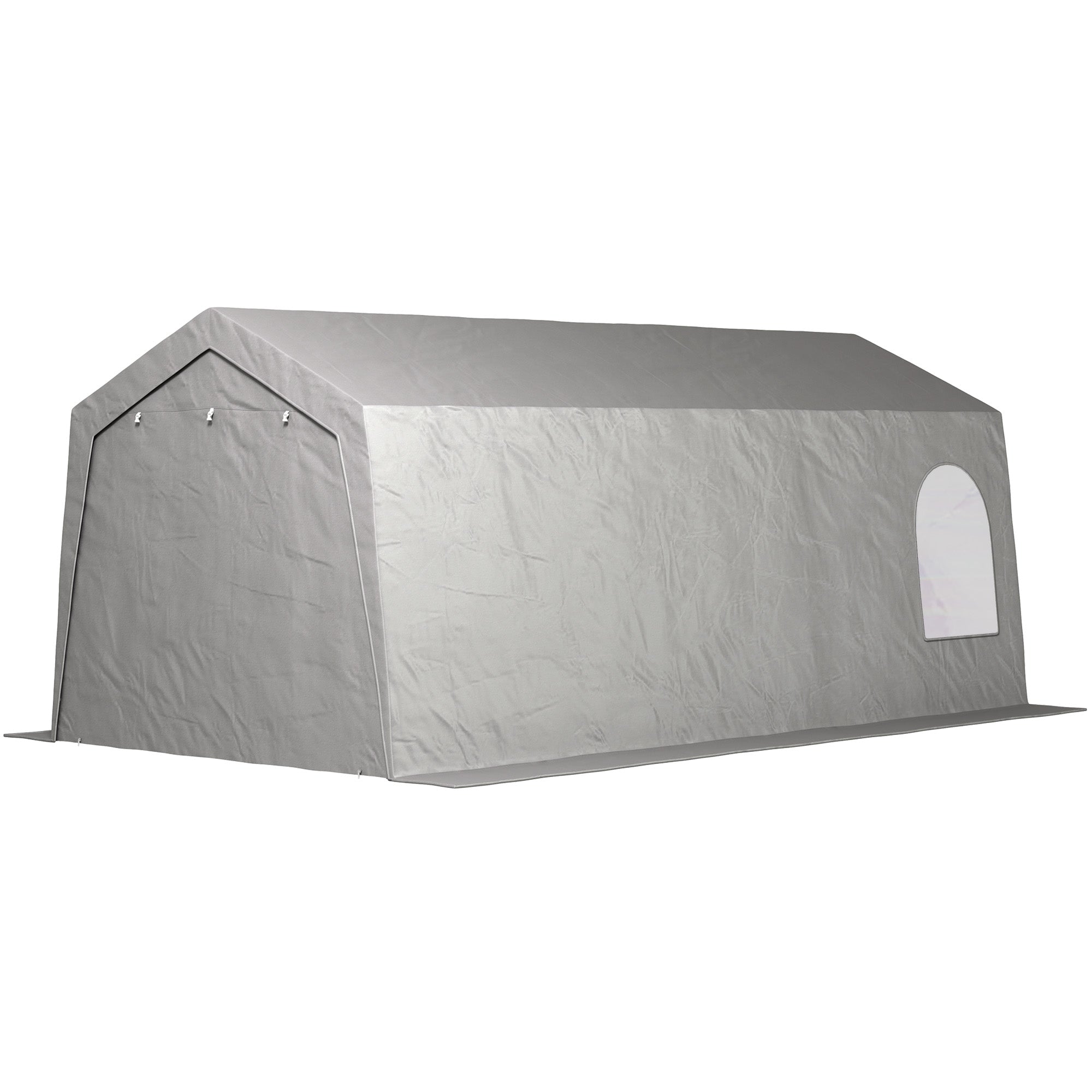 Outsunny 3 x 6 m Wasserdichter Gartenschuppen mit UV-beständiger Kunststoff-Plane und Metallgestell, Hellgrau