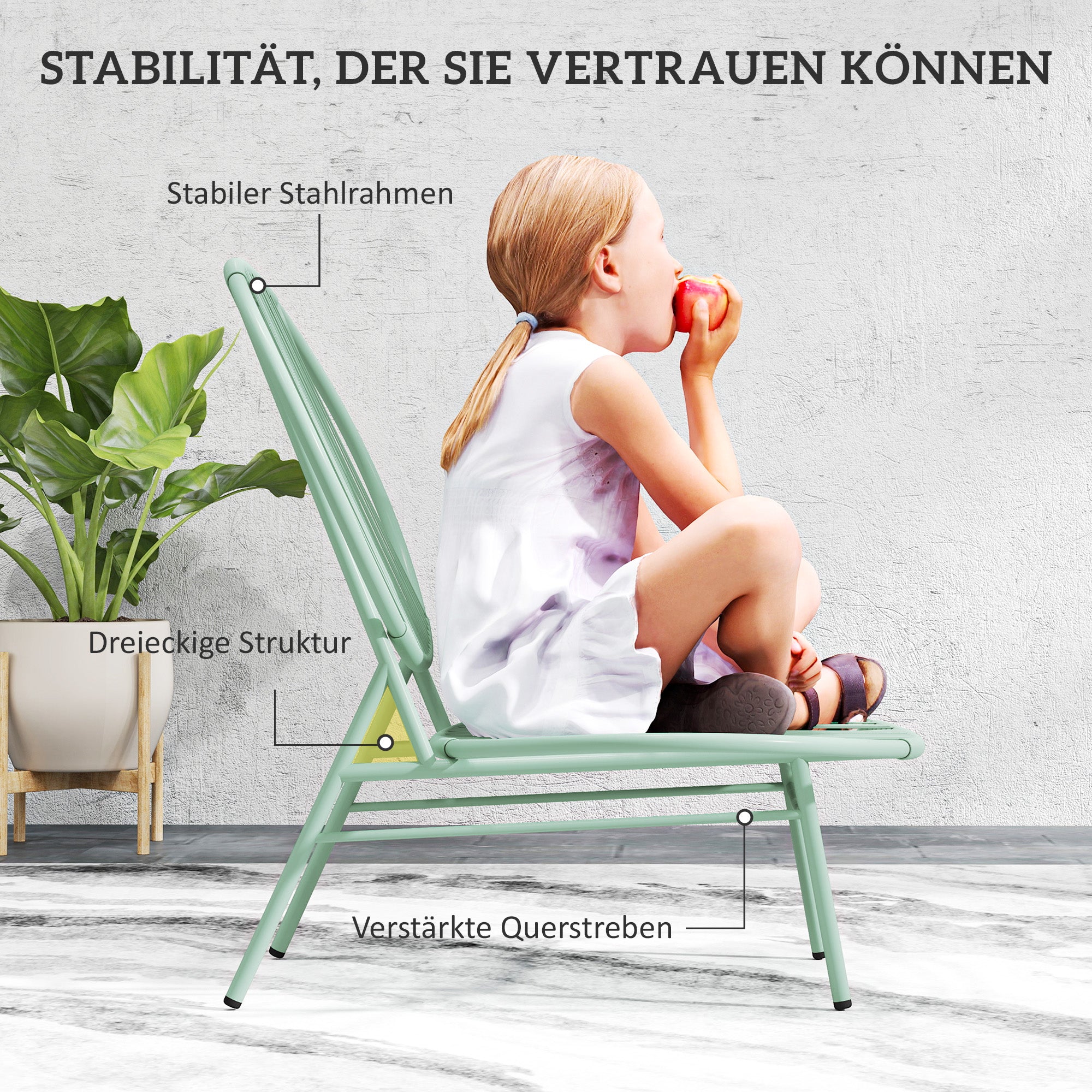 Outsunny Bistro-Set 3-teilig aus Polyrattan Wetterfest Gartenmöbel Set mit Bistrotisch Muschelförmige Gartenstühlen Grün