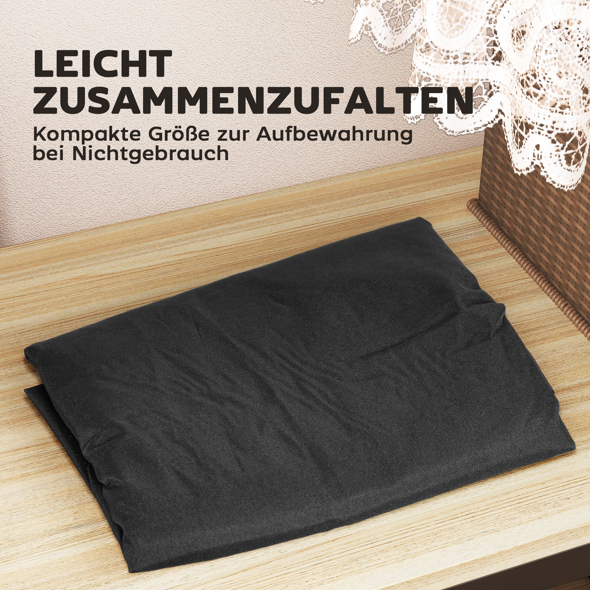 Outsunny Aufbewahrungstasche Gartenpolster, Auflagentasche, Schutzhülle mit Tragegriff Reißverschluss 200x60x75 cm, Schwarz