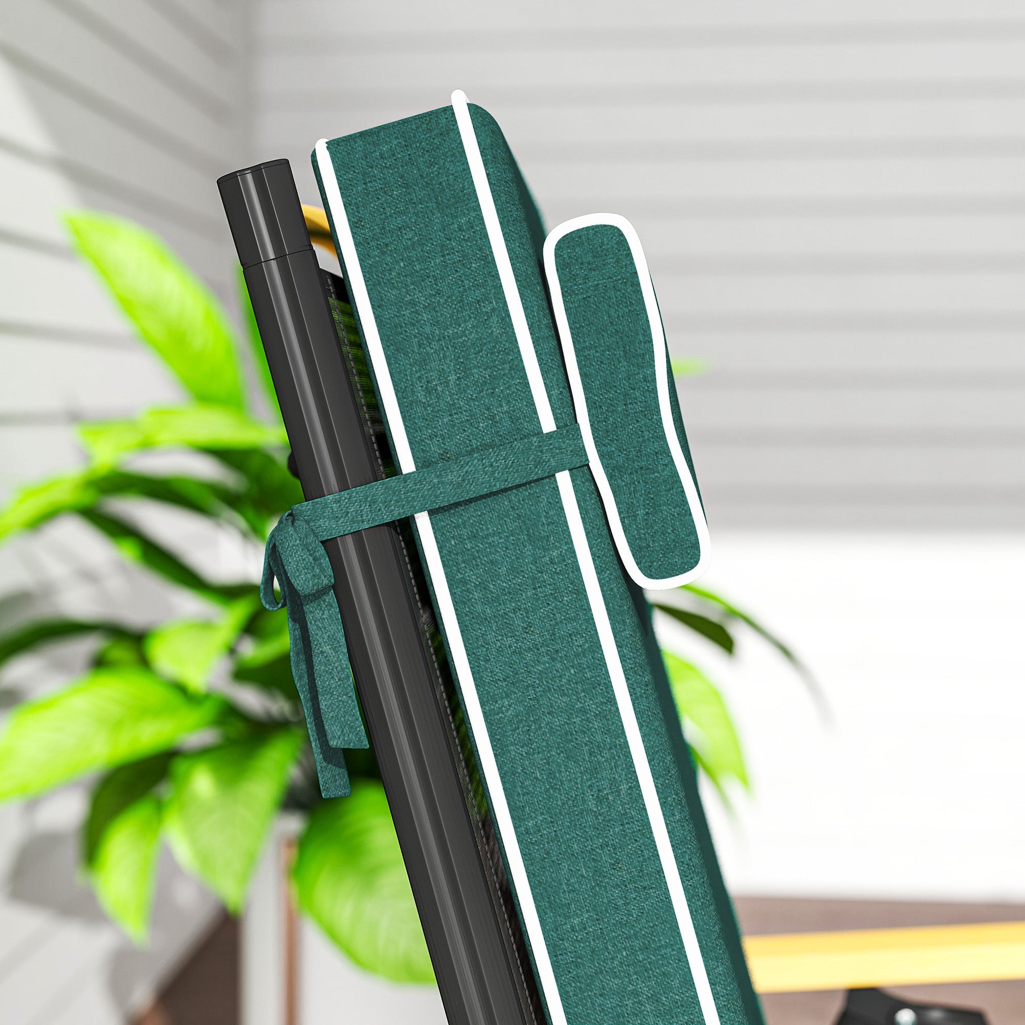 Outsunny Sitzkissen 120 x 47 x 9,5 cm wasserabweisend Stuhlkissen mit Bändern, Kopfstütze, UPF50+ Grün