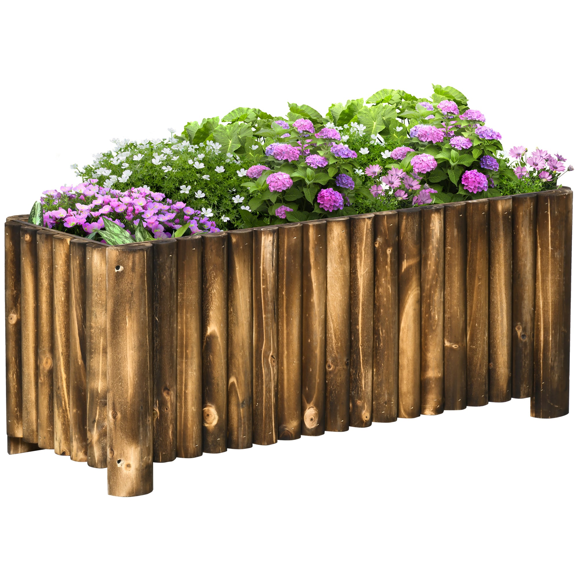 Outsunny Hochbeet Pflanzkasten Kräuterbeet Pflanzbeet Gemüse Blumenbeet Blumenkasten, Tannenholz 100x38,5x40 cm
