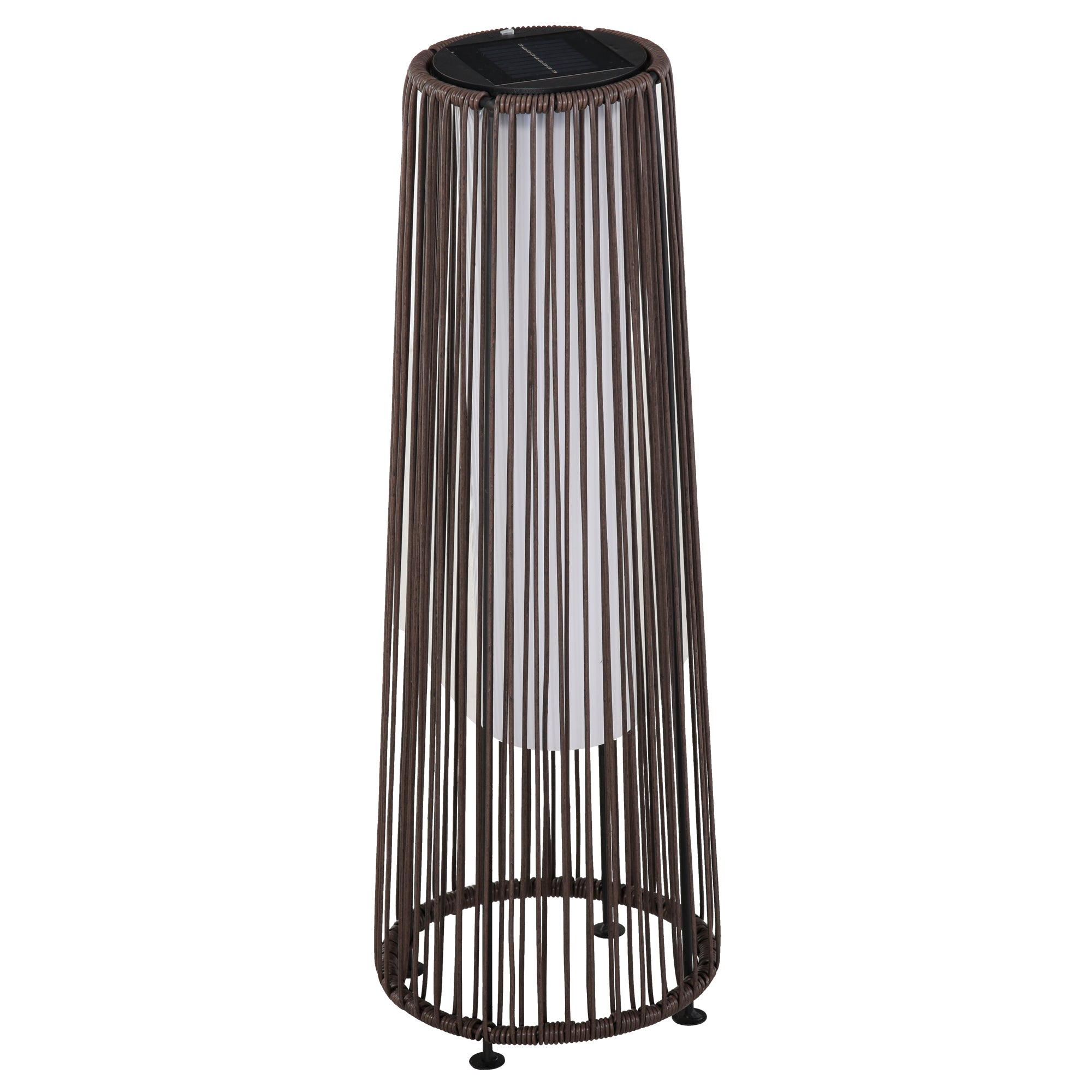 Outsunny Gartenleuchte, Außenlampe, solarbetrieben, 8 Stunden Betrieb, Automatikmodus, Rattanoptik, 21,5 x 21,5 x 61 cm