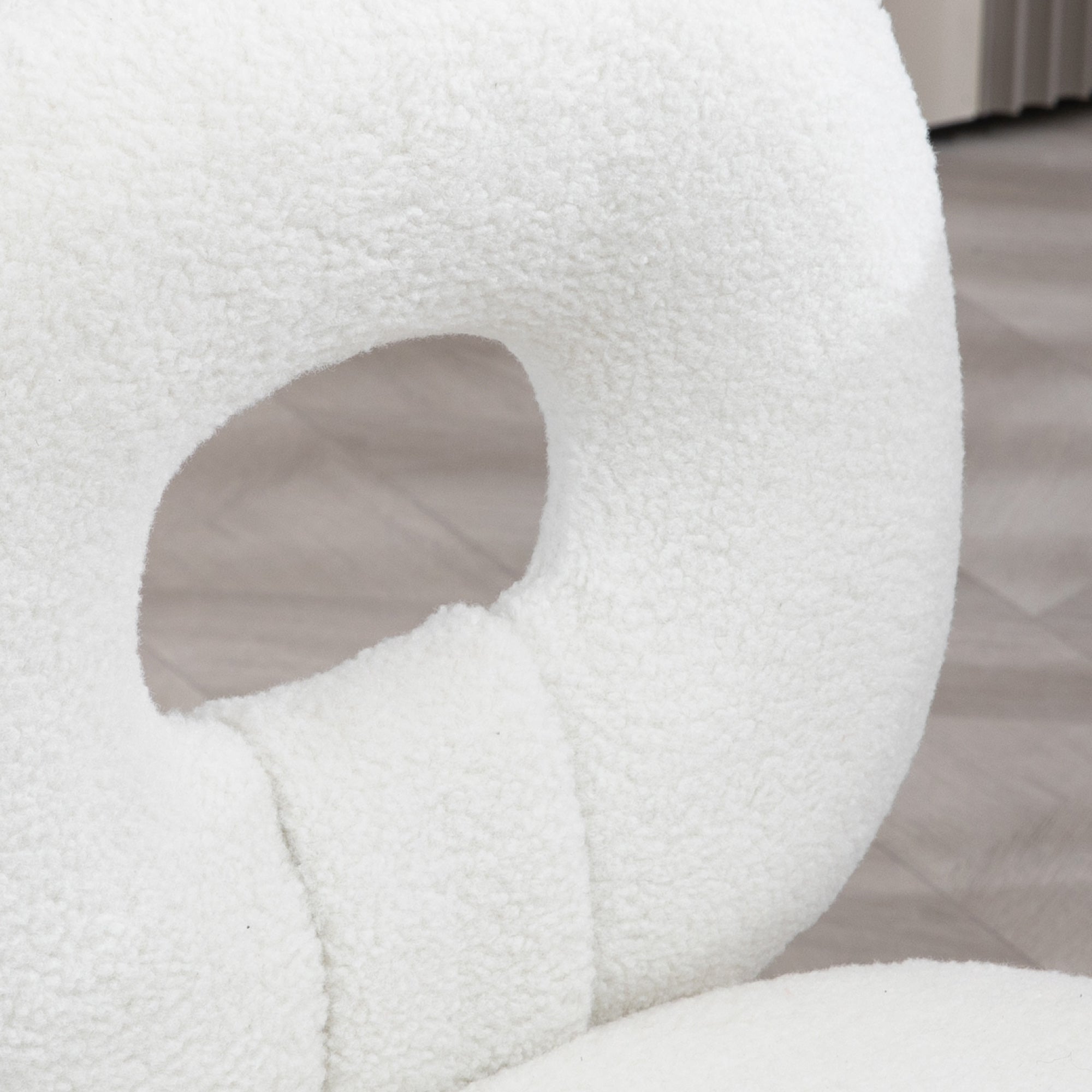 HOMCOM Bürostuhl Schreibtischstuhl, höhenverstellbar, Teddyfell, 50 cm x 56 cm x 90 cm, Weiß