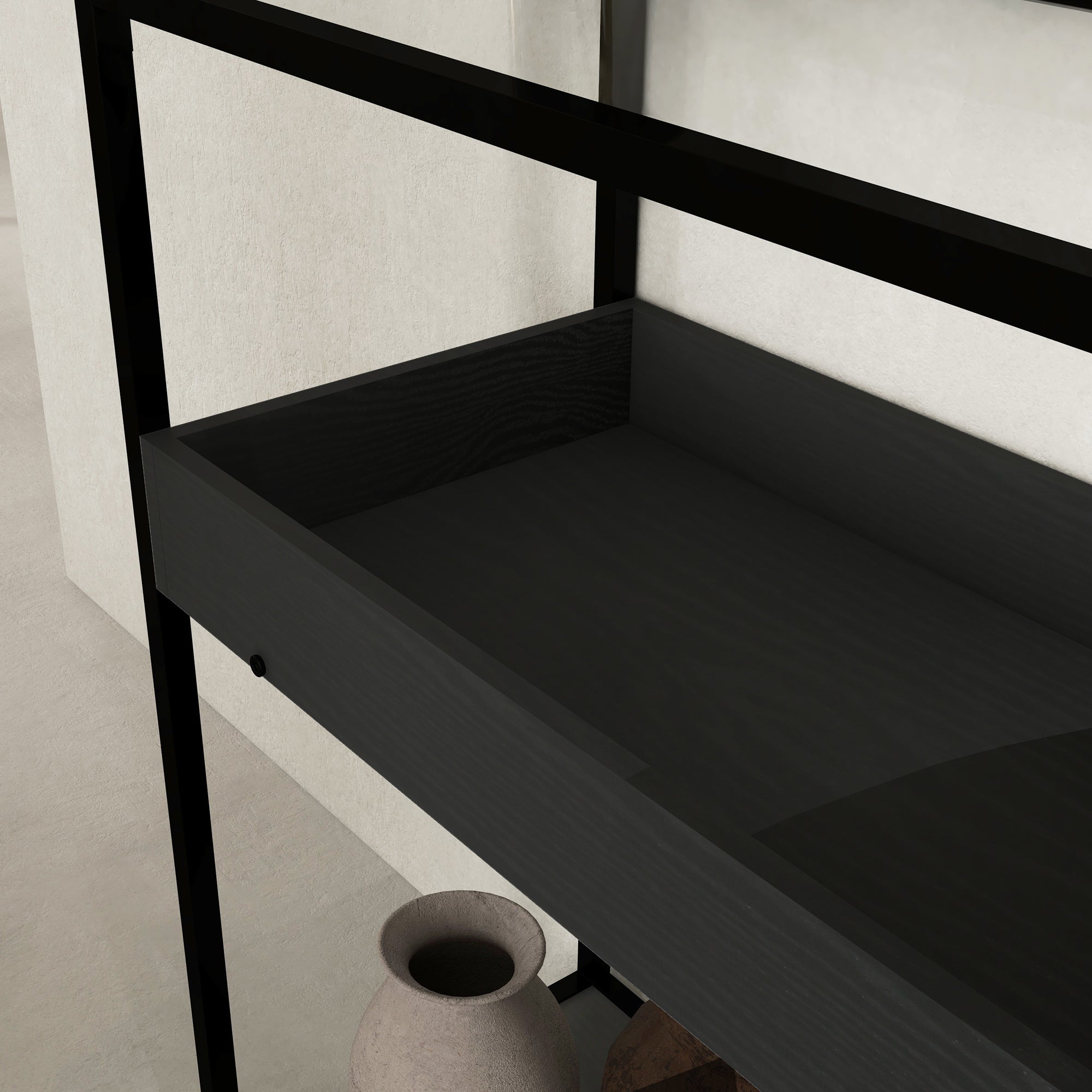 HOMCOM Konsolentisch mit 2 Regalen, Flurtisch, Flurkonsole, Schwarz