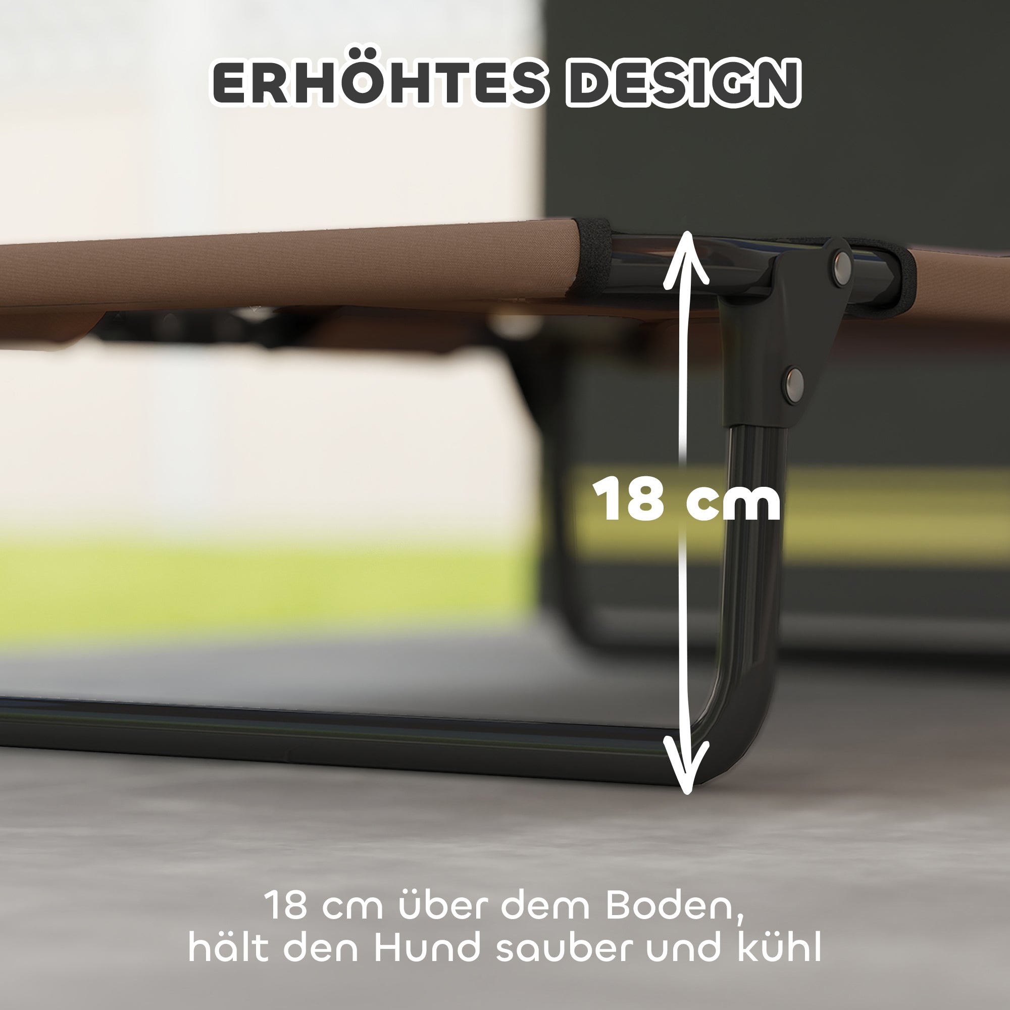 PawHut Erhöhtes Hundebett klappbar Haustierbett, Outdoor Hundeliege mit Netzdesign Kaffee Oxford 75 x 51 x 18 cm