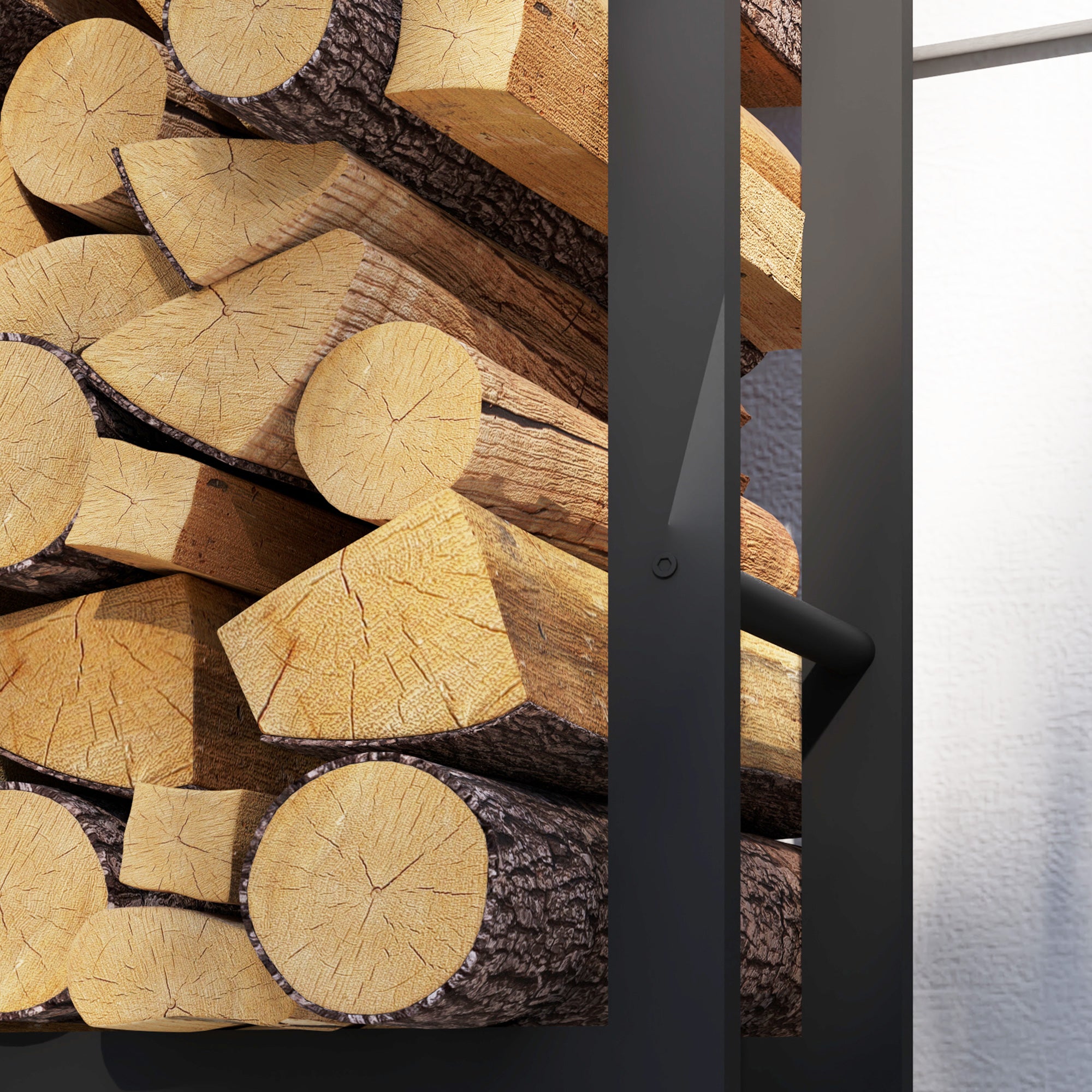 Outsunny Feuerholzgestell mit Rädern, mobil, Metallrahmen, bis 150 kg, 120 x 32 x 151 cm, schwarz