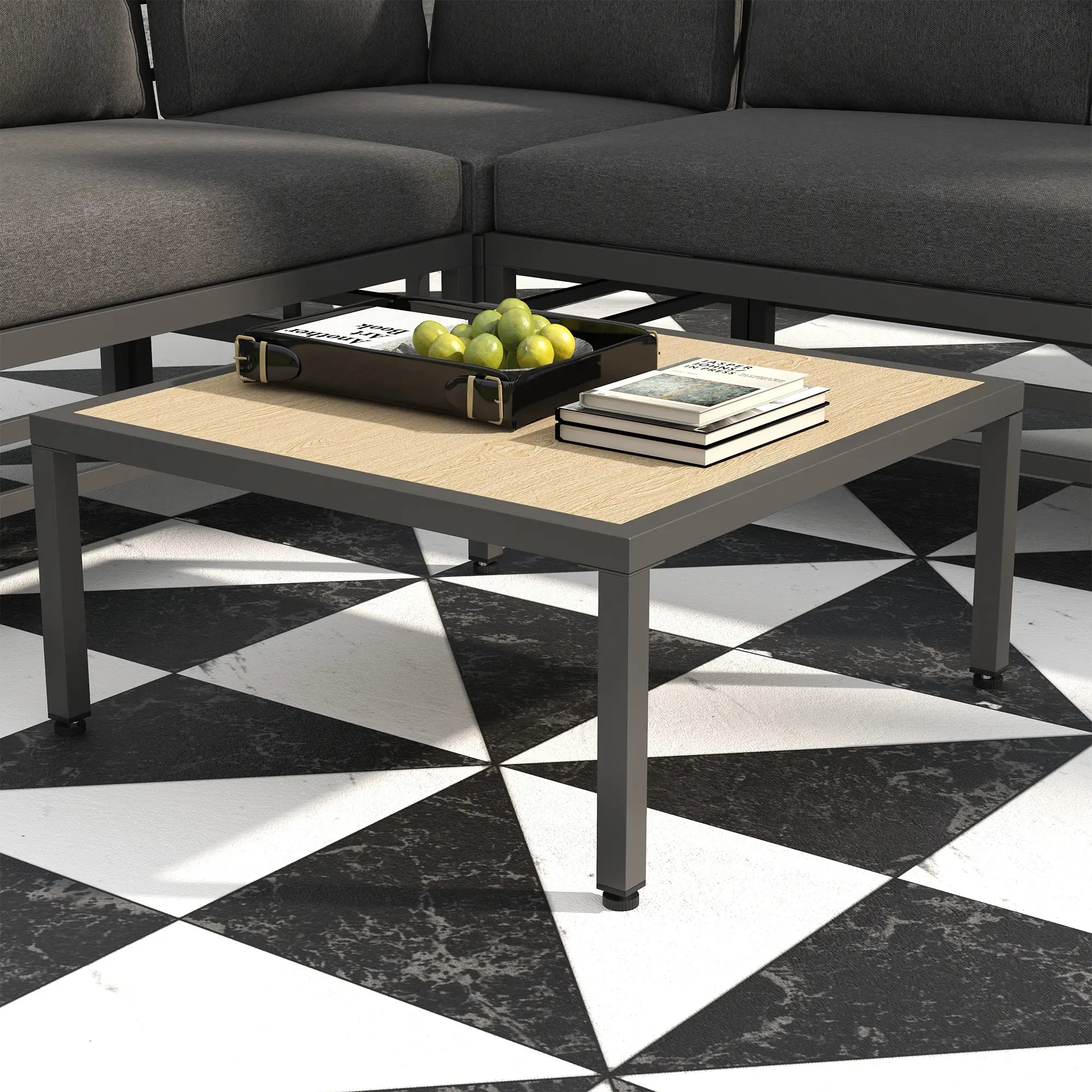 5-tlg. Gartenlounge-Set mit Sofa & Tisch, Grau