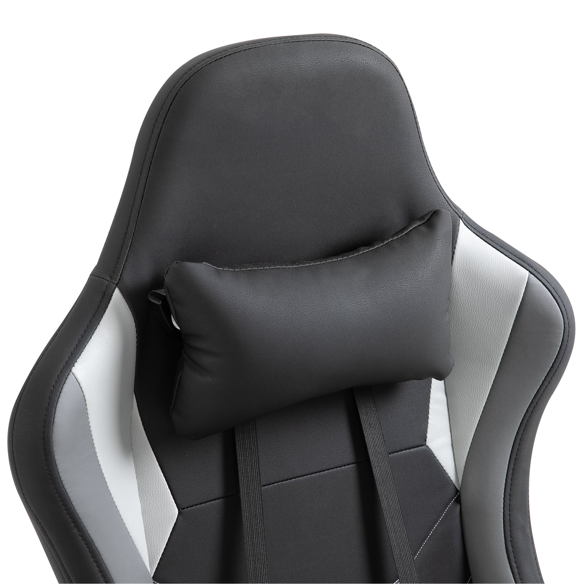 Vinsetto Ergonomischer Gaming Stuhl Bürostuhl Schreibtischstuhl, Drehstuhl Höhenverstellbar, Verstellbares Lendenkissen mit Fußstützen Schwarz 62x52x128 cm