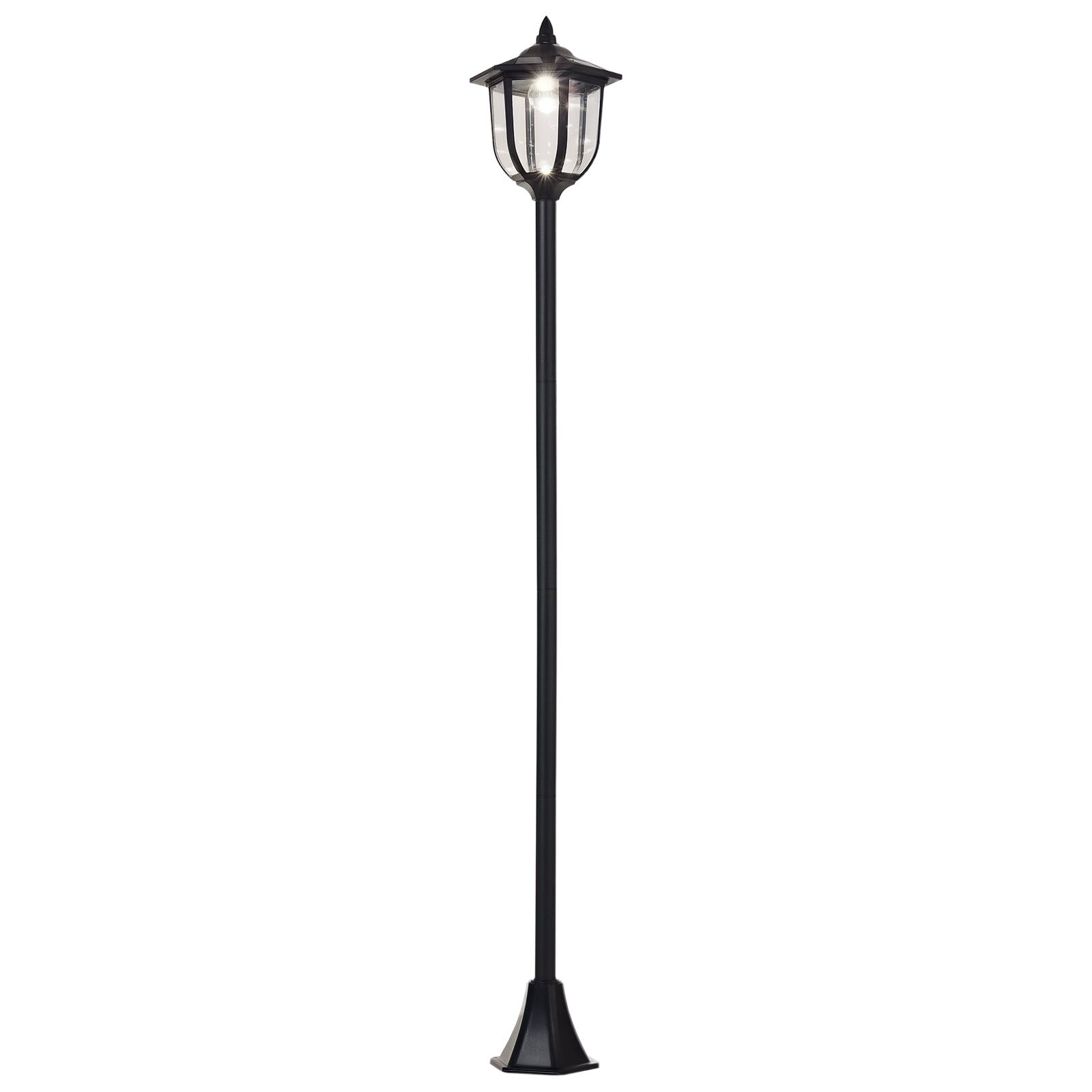 Outsunny Solar LED Gartenlaterne, Laterne aus Kunststoff, Außenleuchte für Innen und Außen 177 cm hoch, Gartenleuchte, 30/60 Lumen, für Garten Balkon Deko Schwarz