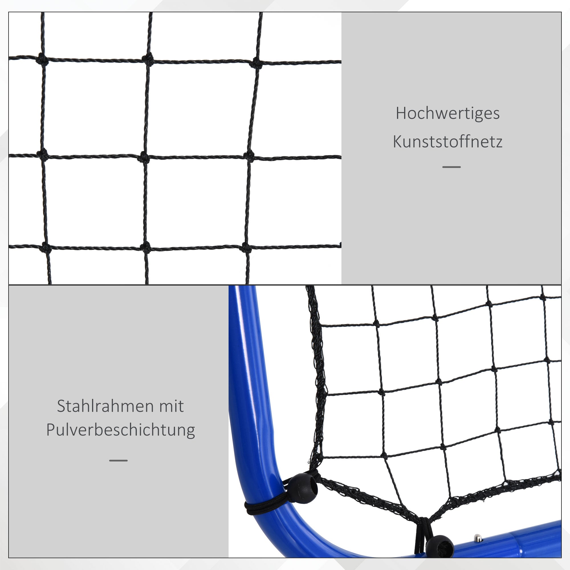 HOMCOM Rebounder für Fußball, verstellbar Prellwand mit 5 Winkelpositionen und Rückprallwand Netz, 100 x 95cm Kickback Tor Fußballtor für Jugendliche, Rückprallwand für Handball Training, Blau