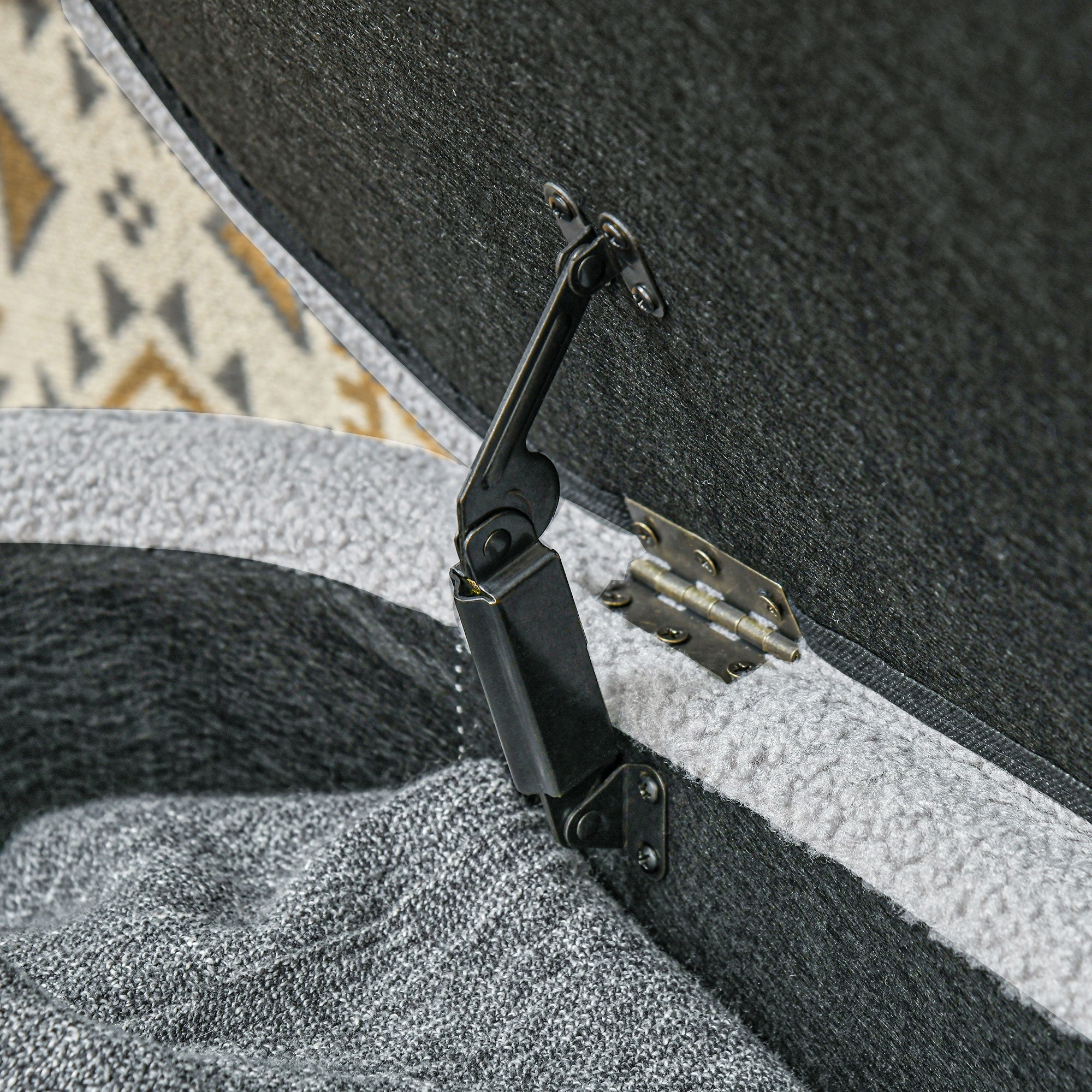 HOMCOM Bettbank, Stauraum, Teddy-Fleece, 116x41x40,5cm, Hellgrau