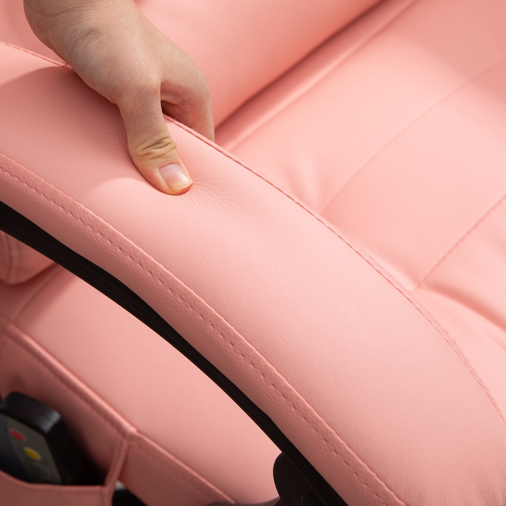 Vinsetto Massage-Bürostuhl, 7 Vibrationspunkte, verstellbare Fußstütze & Lehne, bis 120 kg, Lederoptik, Rosa