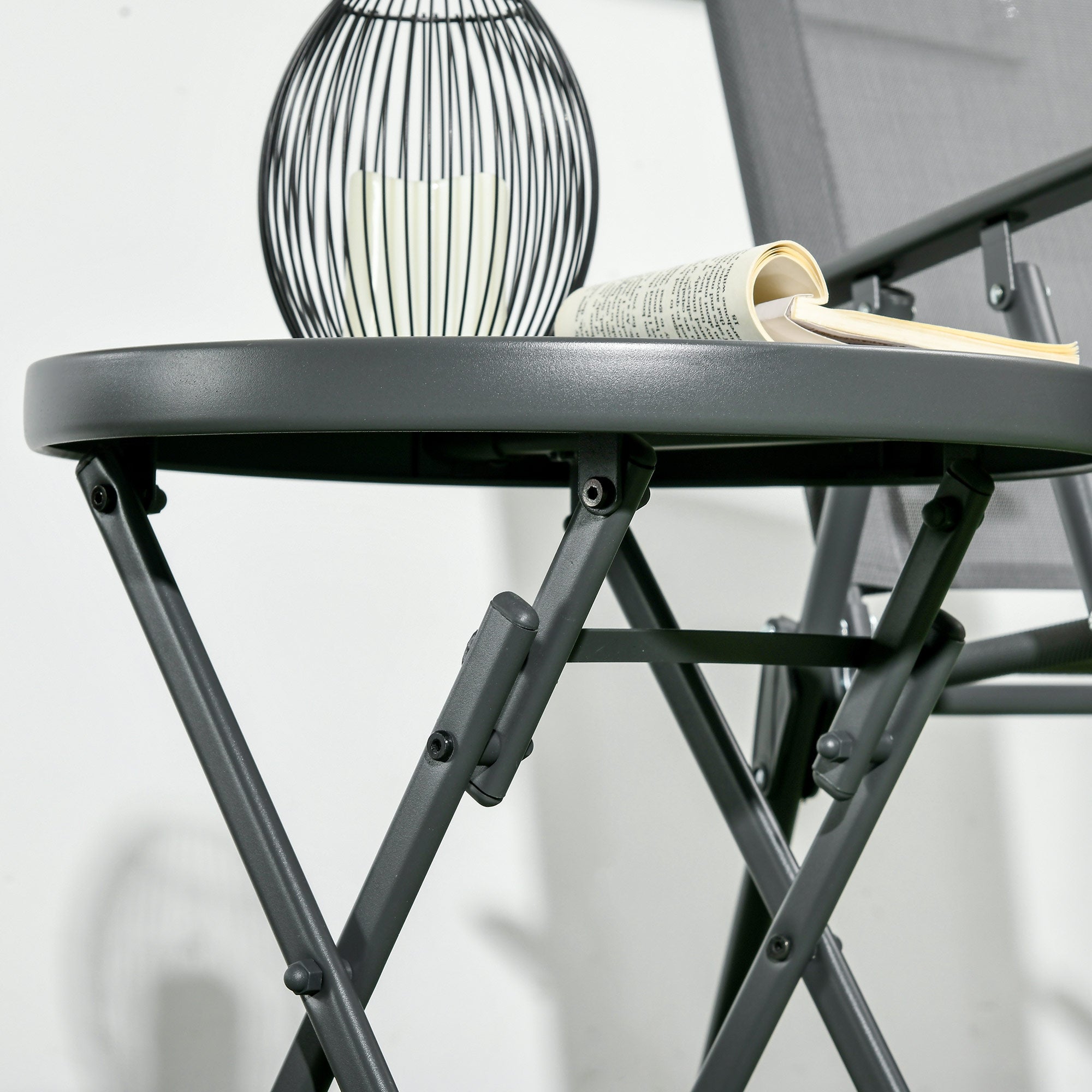 Outsunny Gartentisch Klapptisch Garten-Klapptisch, rund, wetterbeständig, klappbar, Ø45 x 50 cm, Schwarz