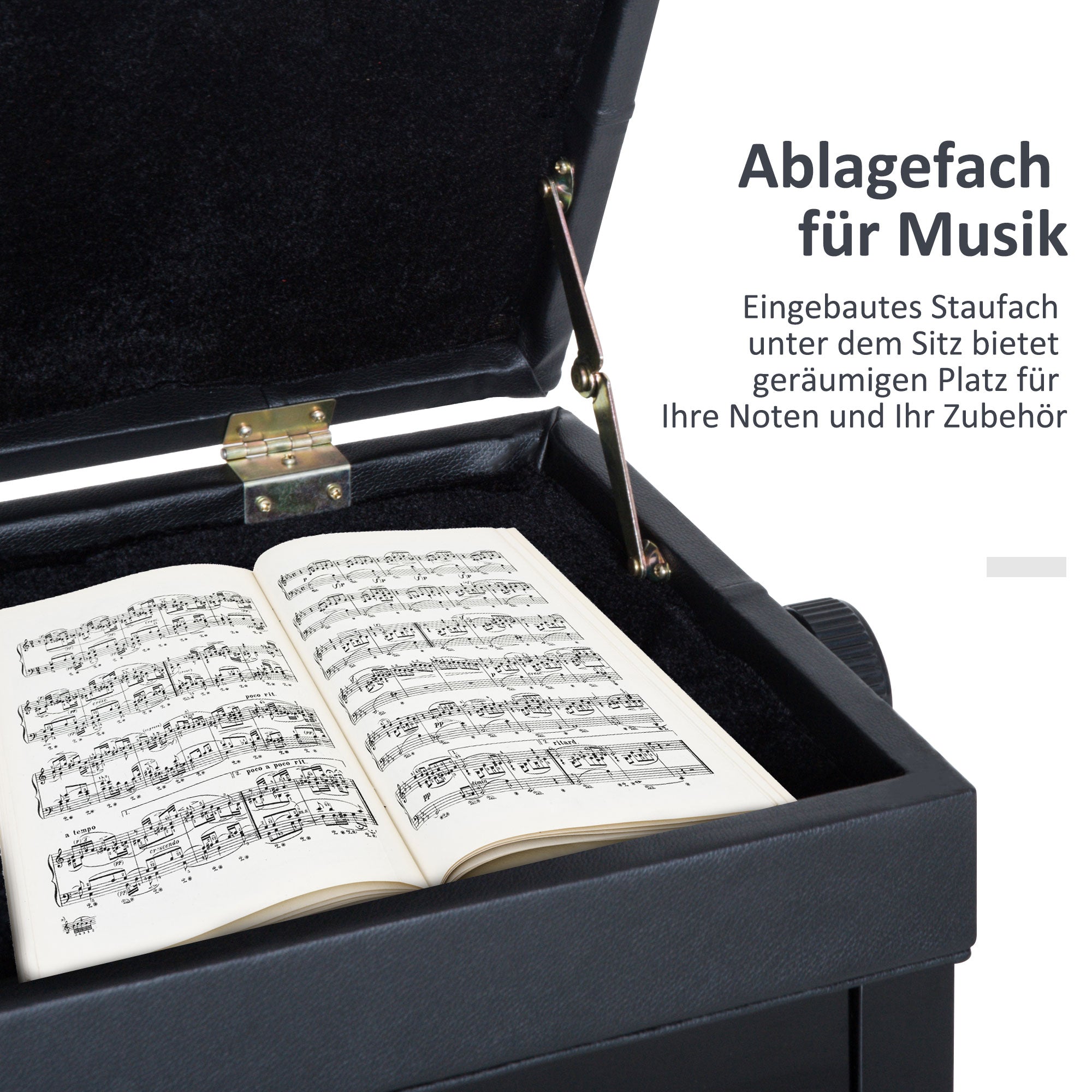 HOMCOM Klavierhocker Klavierbank Klavier Bank Schminkhocker Hocker mit Stauraum höhenverstellbar 54,5 x 33 x 48-58 cm