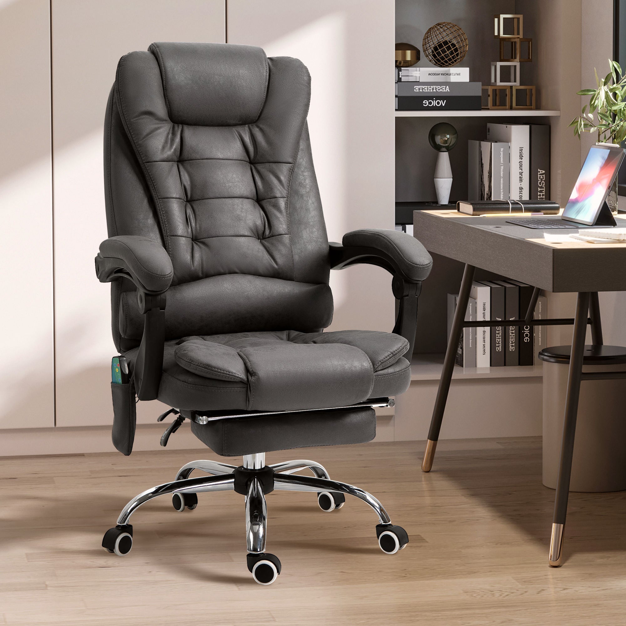 Vinsetto Bürostuhl mit Massagefunktion, ergonomisch, 65x160x104cm, Grau