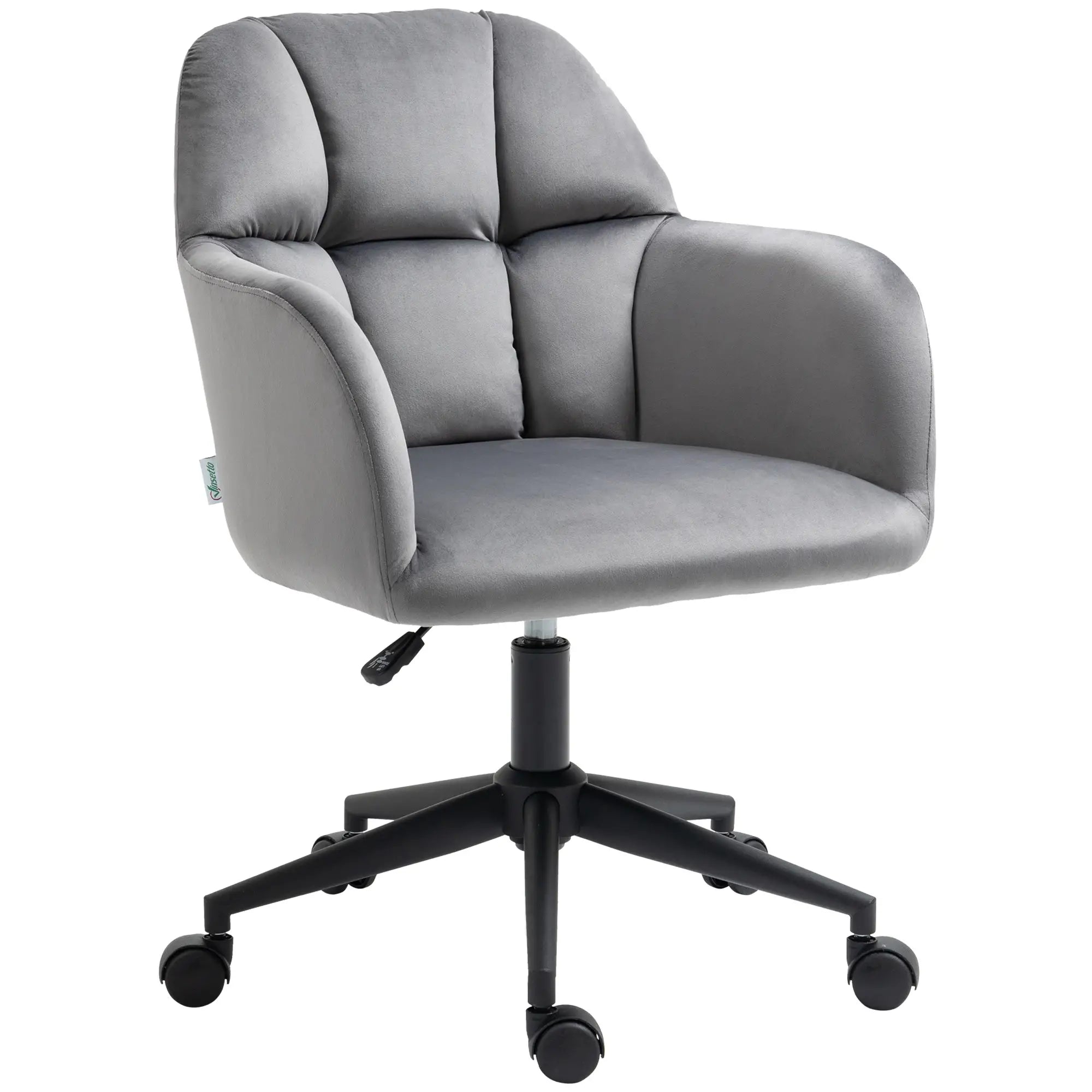 Vinsetto Bürostuhl, 5 Rollen, höhenverstelbar, modernes Design, 58 cm x 58,5 cm x 86 cm, Grau