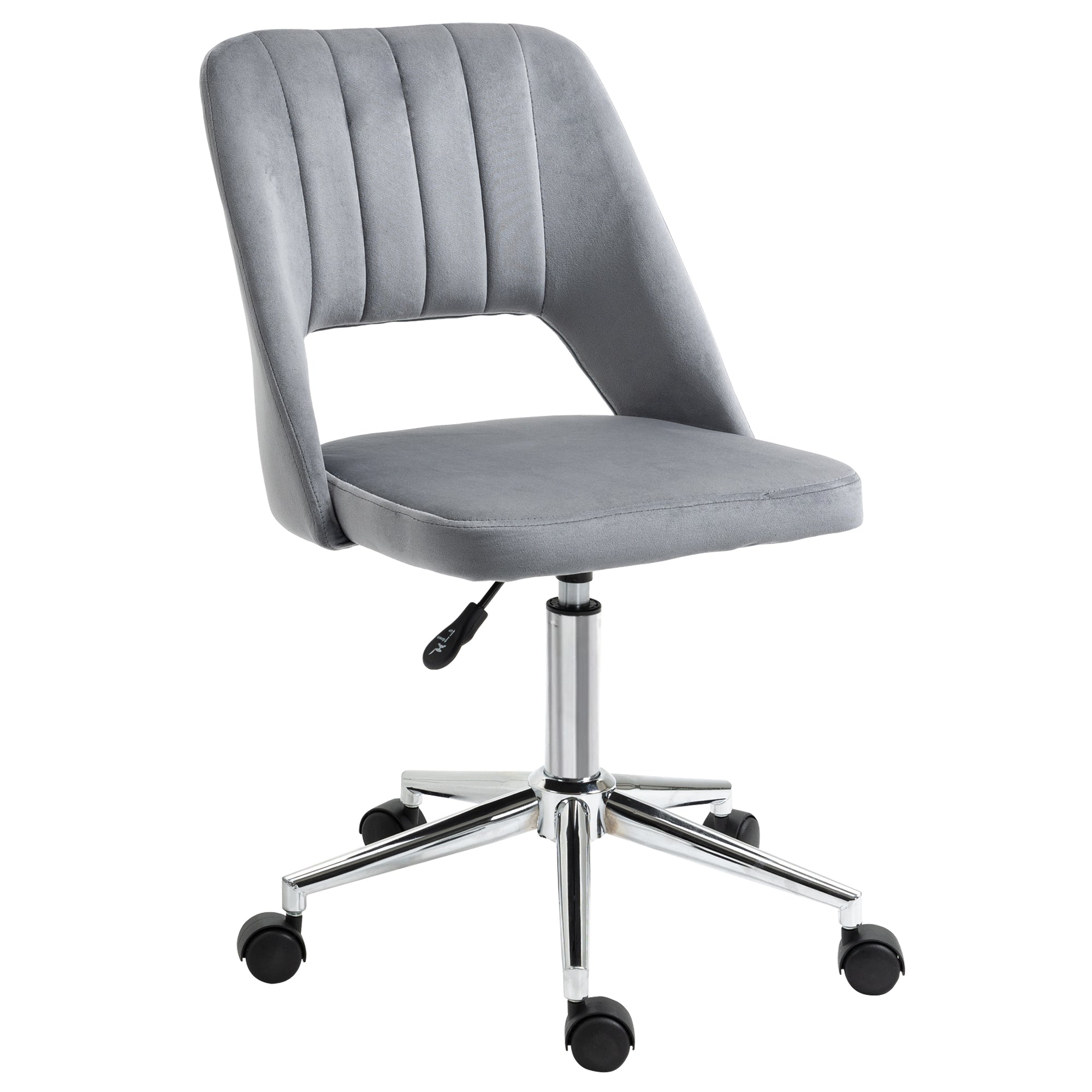 Vinsetto Höhenverstellbarer Schreibtischstuhl mit Rollen, 360° drehbar, Jakobsmuschel-Form, Schaumstoff, 49 x 60 x 79-91 cm, Dunkelgrau