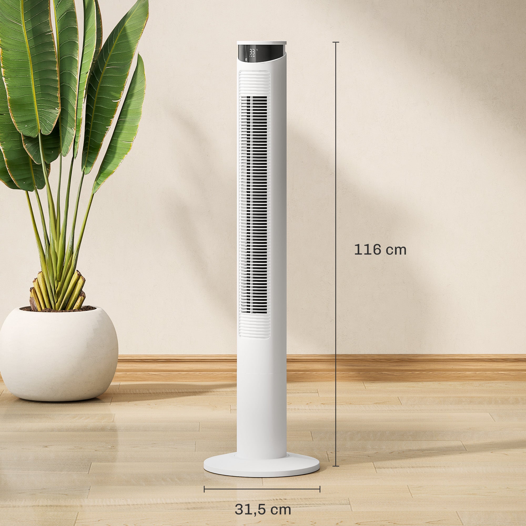 HOMCOM Turmventilator, Klimaanlage mit 4 Modi, 3 Geschwindigkeiten, Timer, Weiß