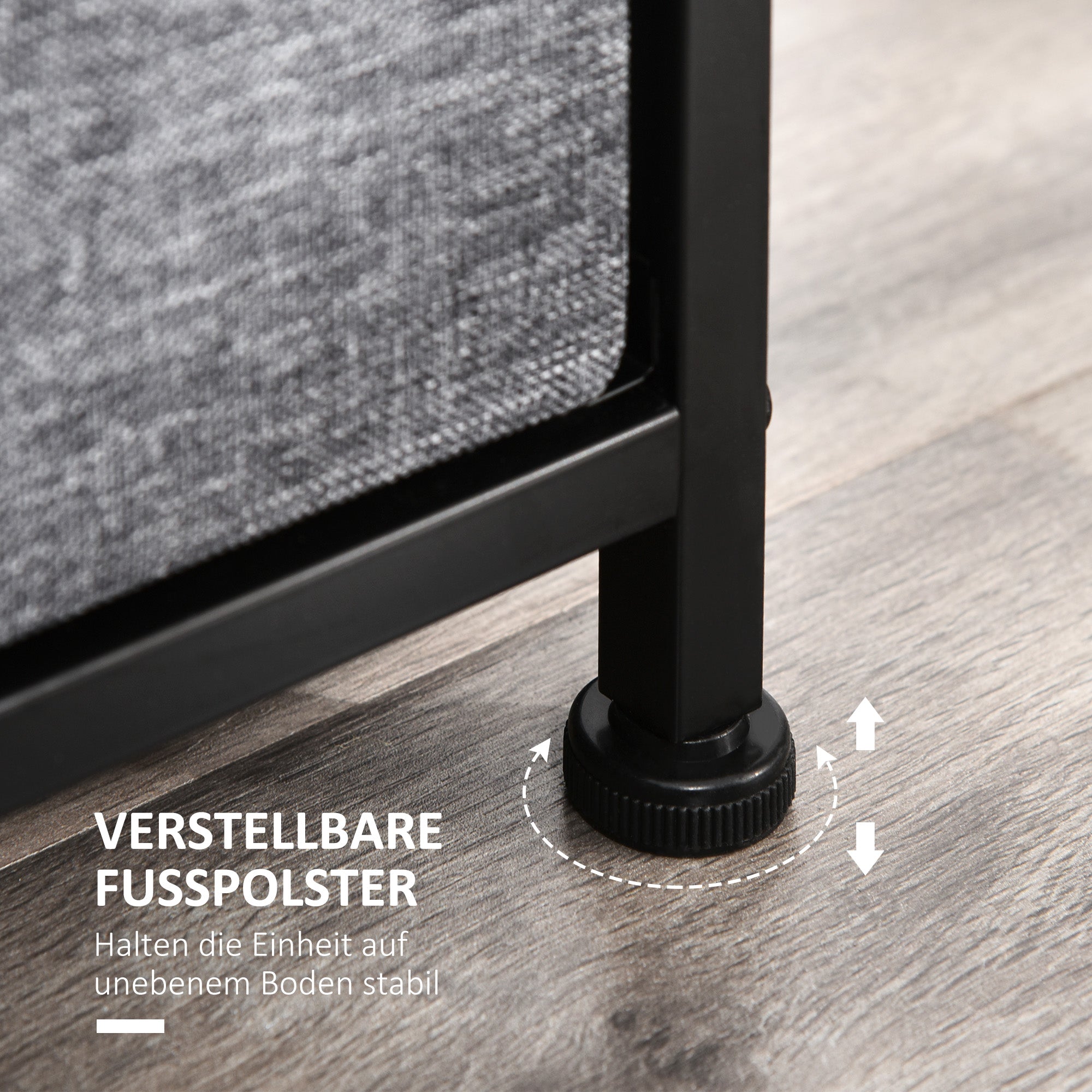 HOMCOM Kommode mit 8 Stoffschubladen, 2 große, 6 kleine, Metallrahmen, Kippschutz, Grau